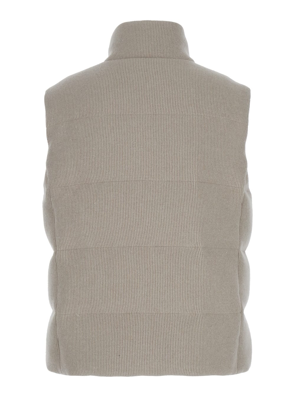 Shop Eleventy Grey Padded Vest With Zip Closure In Wool Blend Woman