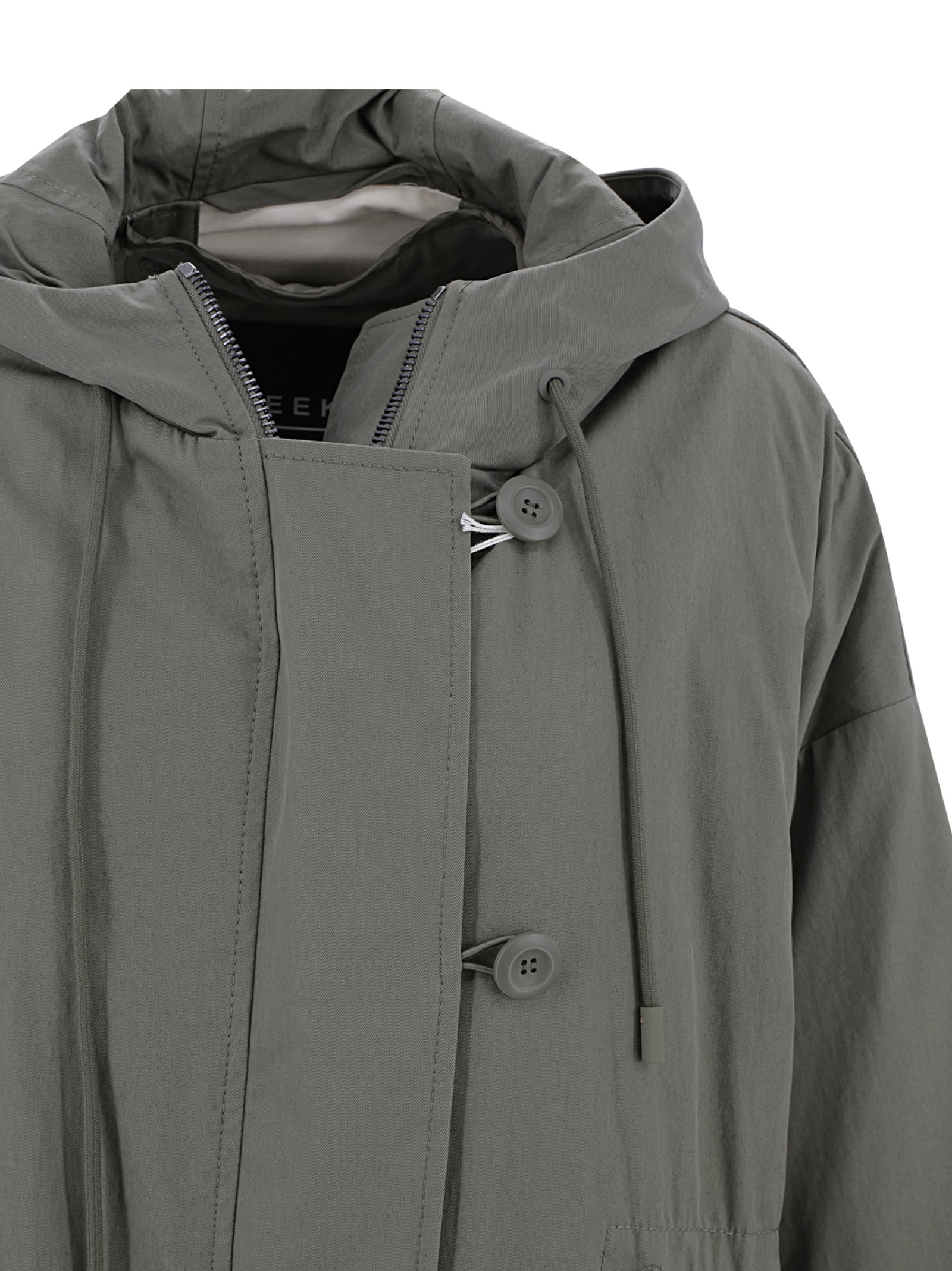 Shop Weekend Max Mara Reversible Cotton Drip-proof Parka In Kaki