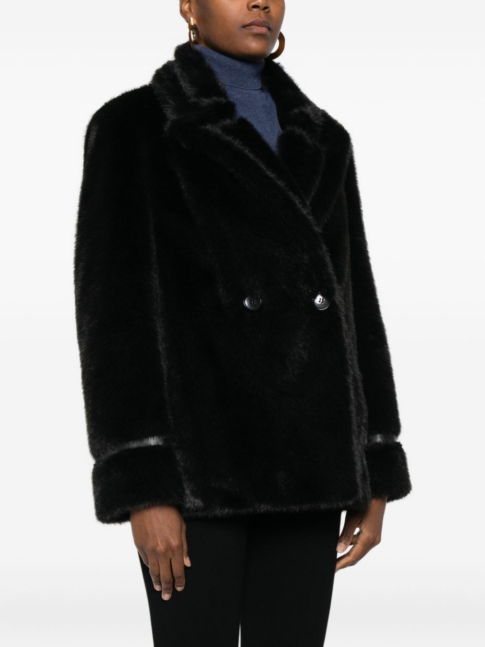 Twinset Coats Black In Black