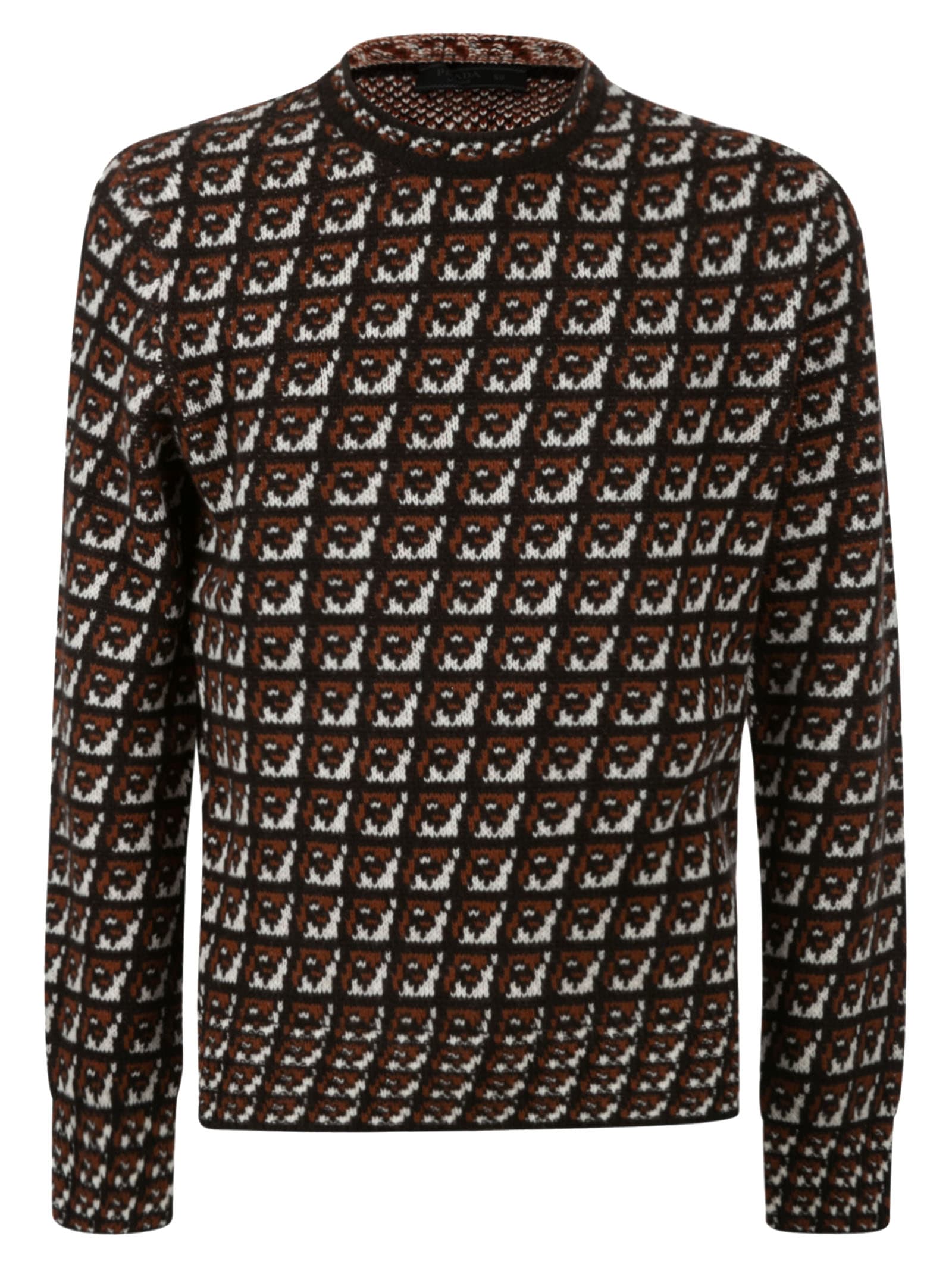 Prada All-over Print Rib Knit Pullover