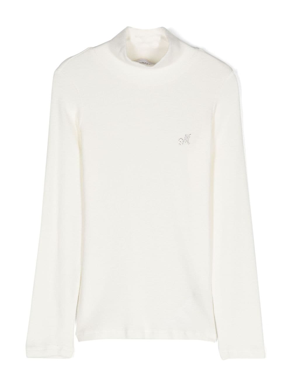 MONNALISA WHITE TURTLENECK SWEATER FOR GIRLS 