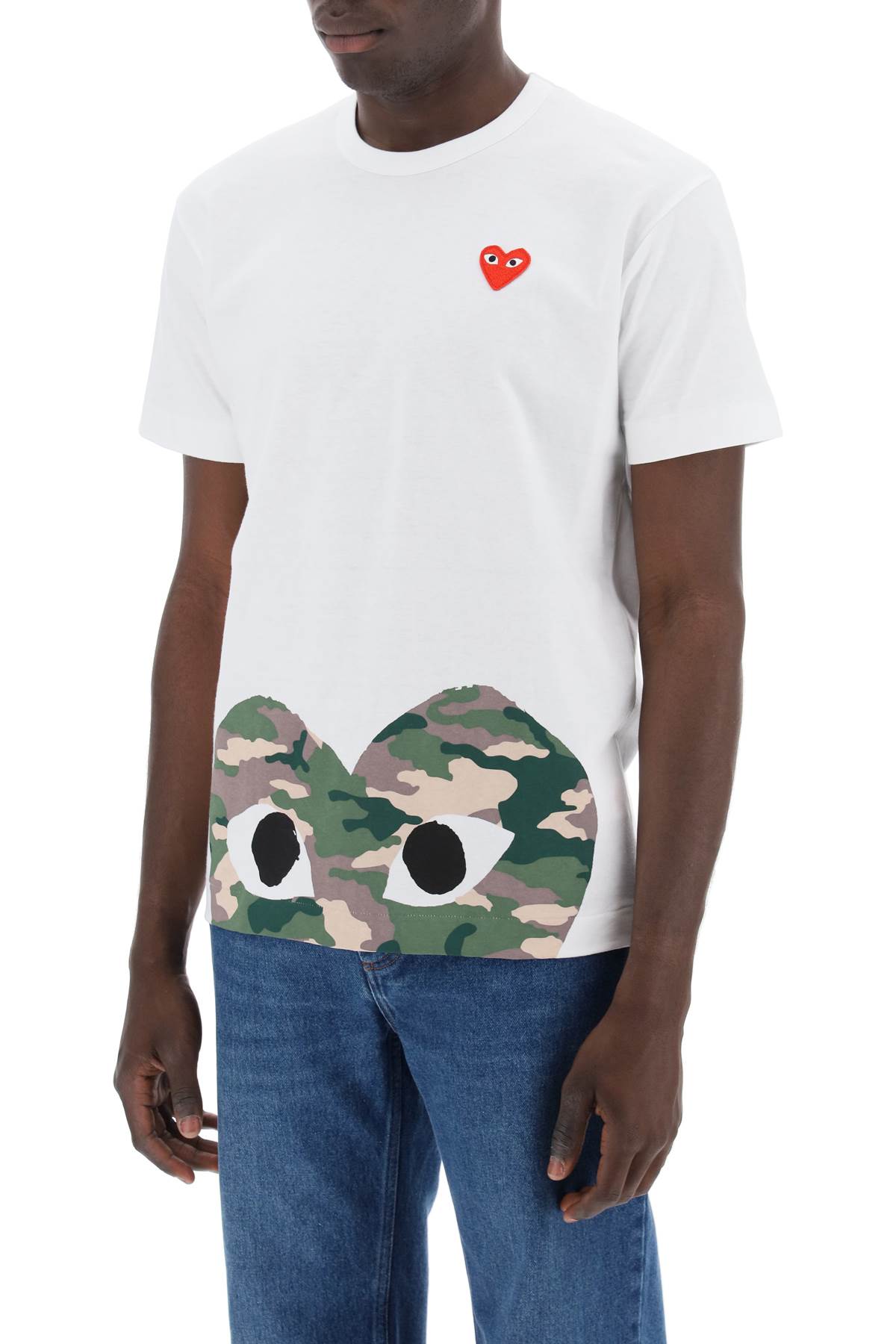 Shop Comme Des Garçons Play Heart Camou T-shirt In White (white)