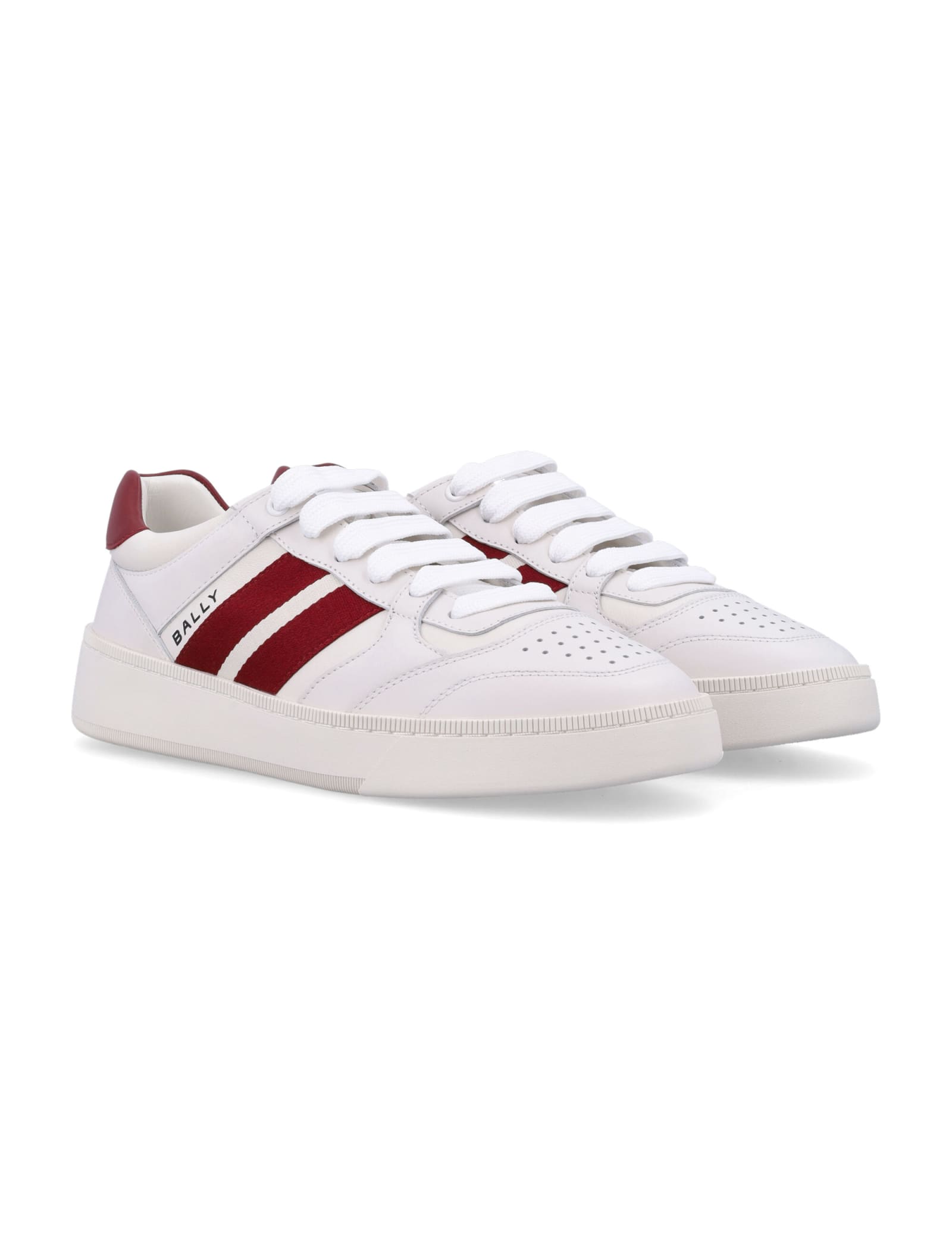 Shop Bally Rebby Sneakers In White/red