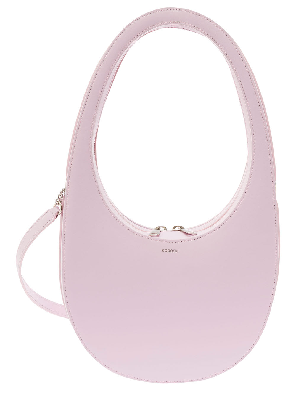 Shop Coperni Mini Swipe Pink Handbag With Logo Detail In Leather Woman