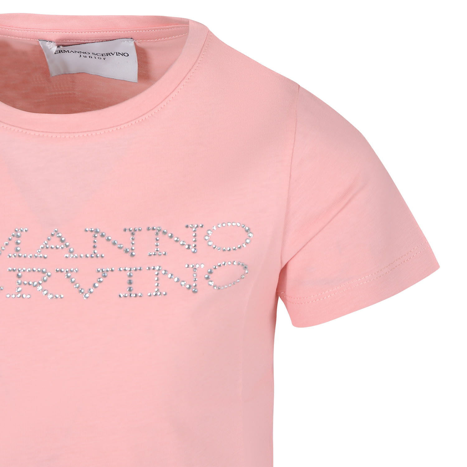 Shop Ermanno Scervino Junior Pink T-shirt For Girl With Logo