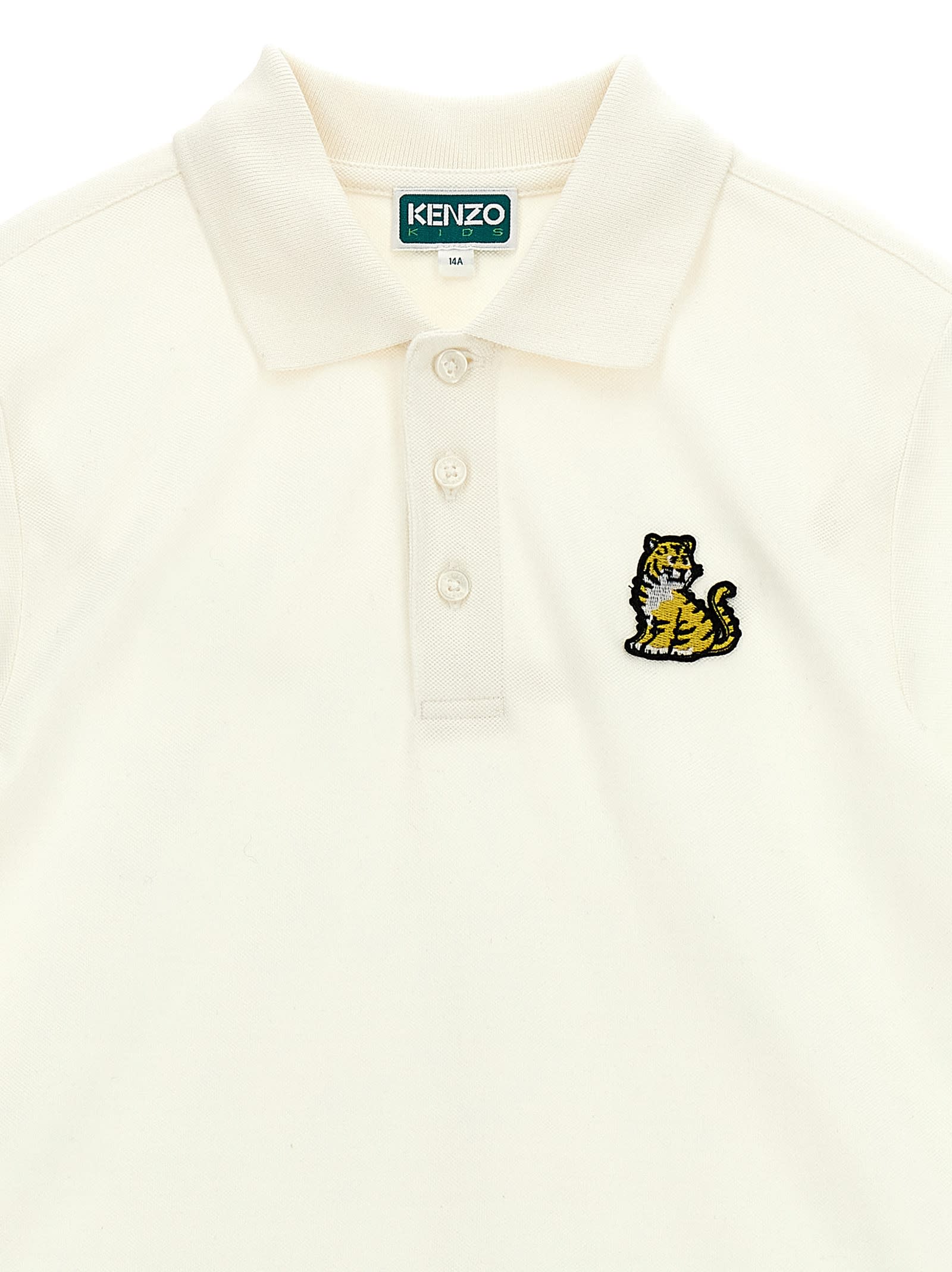Kenzo Kids Patch Polo Shirt In White