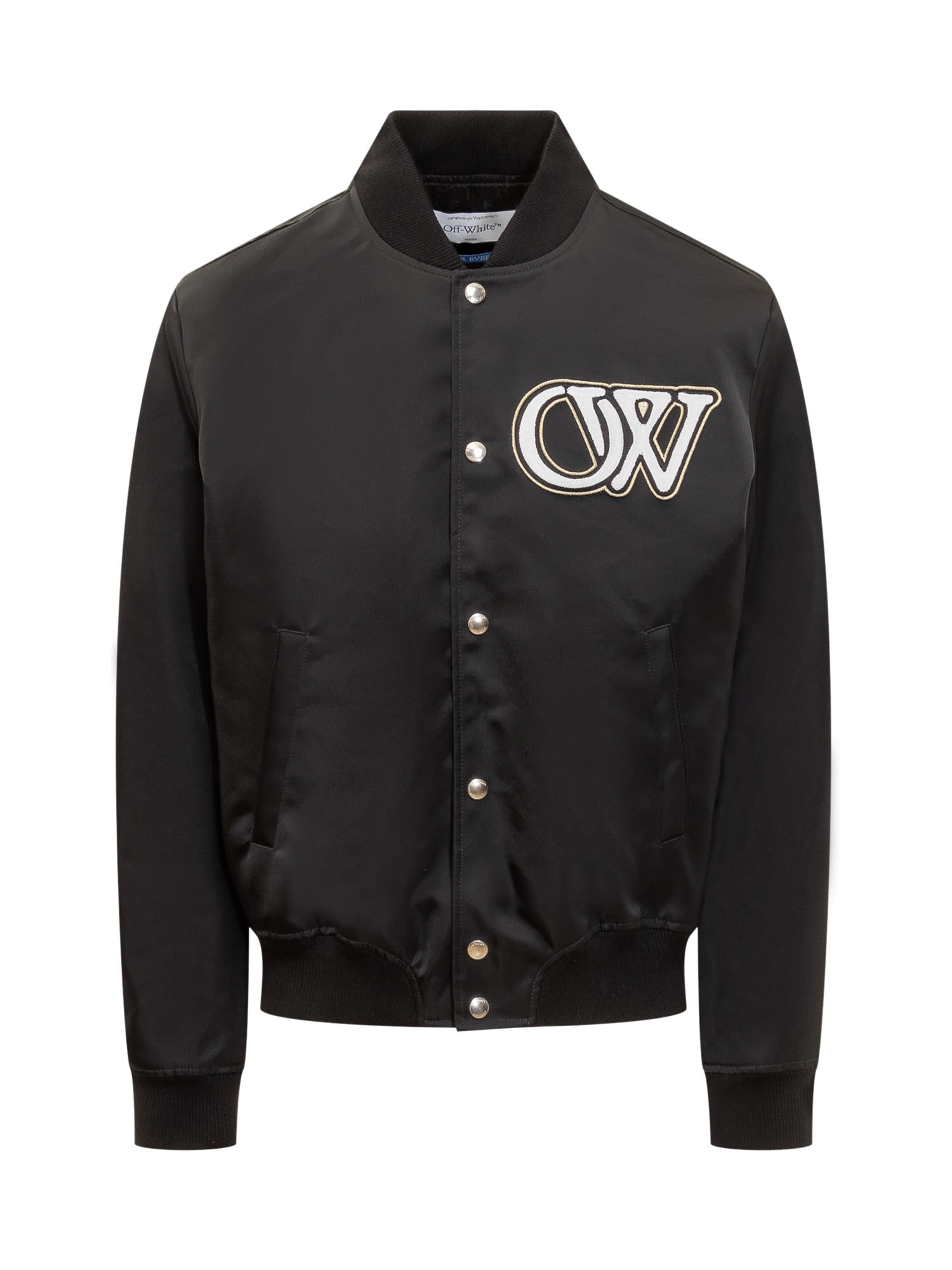 Shop Off-white Varsity Bomber Jacket With Logo In Black White