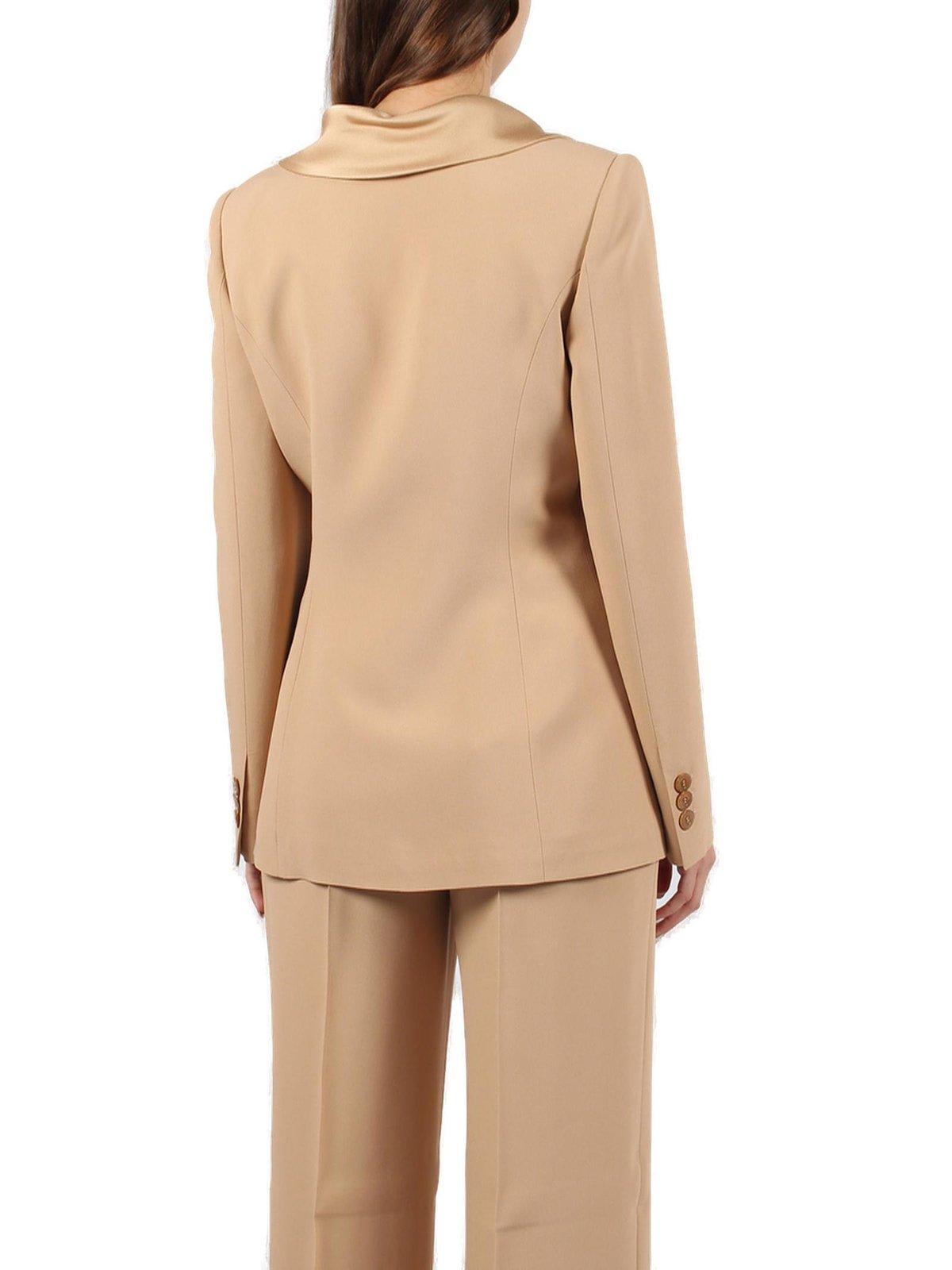 Shop Alberta Ferretti Long-sleeved Tailored Blazer In Beige