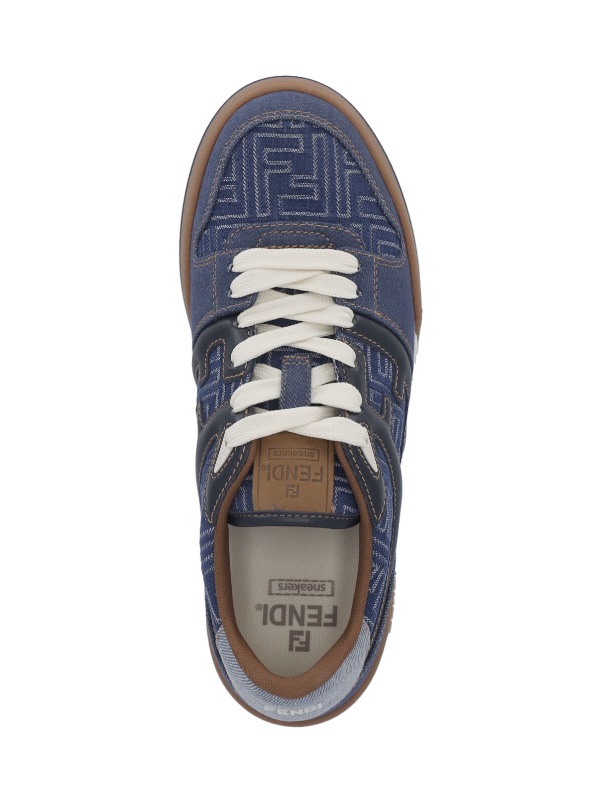 Fendi Match Denim Ff Embossed Sneakers Blue In Black