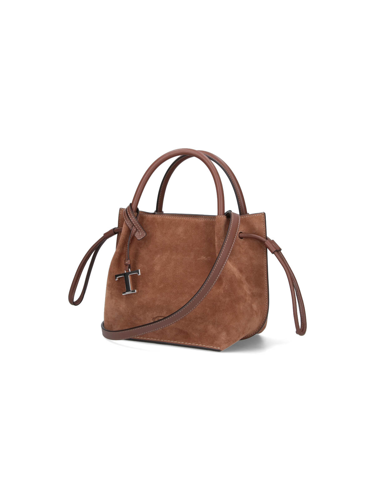 Tod's Suede Shoulder Bag Metal Hardware In Brown