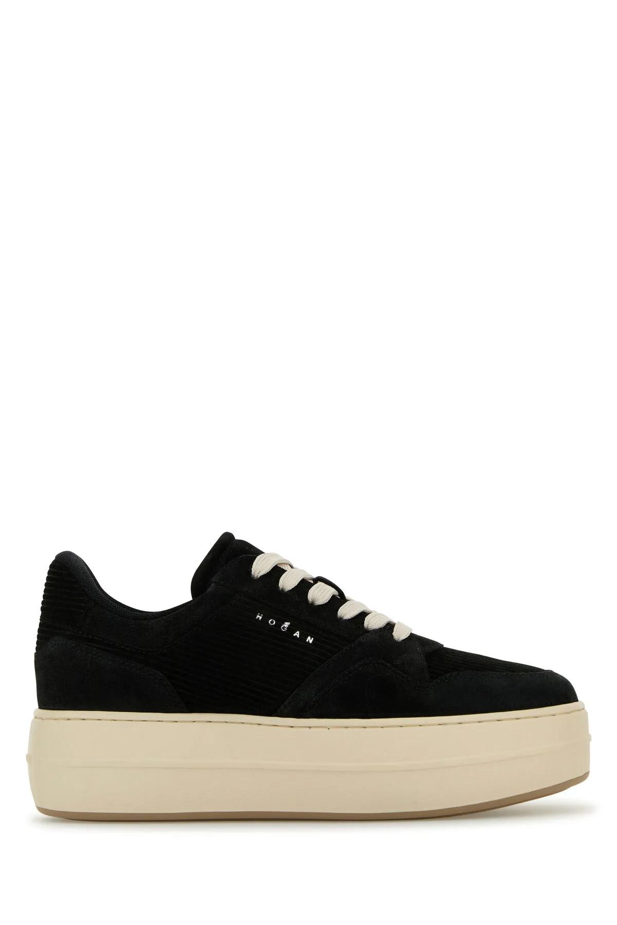 Shop Hogan Black Suede Skyscraper Sneakers In Nero