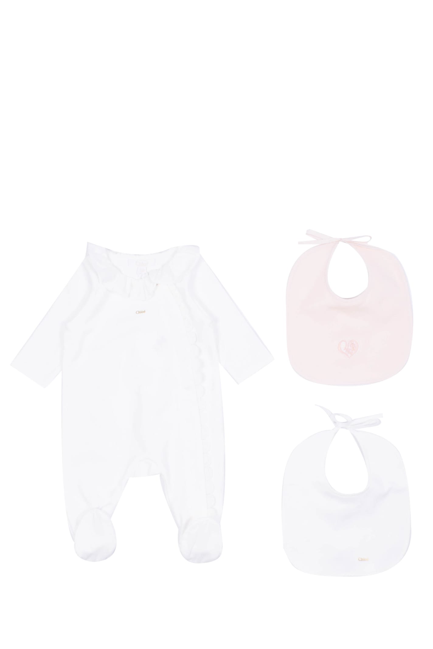 Chloé Set Of Romper And Two Bibs