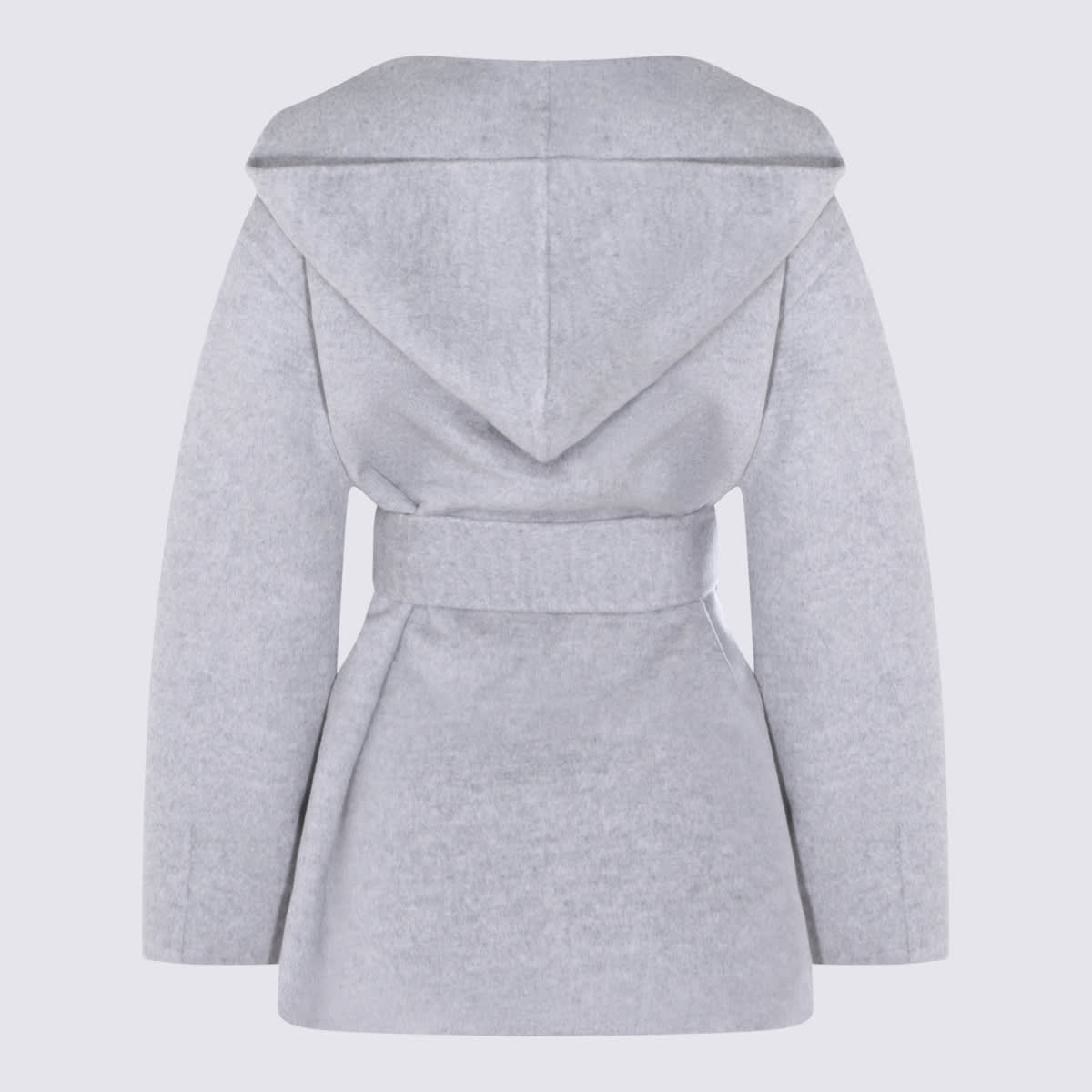 Fabiana Filippi Stylish Coat With Belted Waist And Hood In Gray