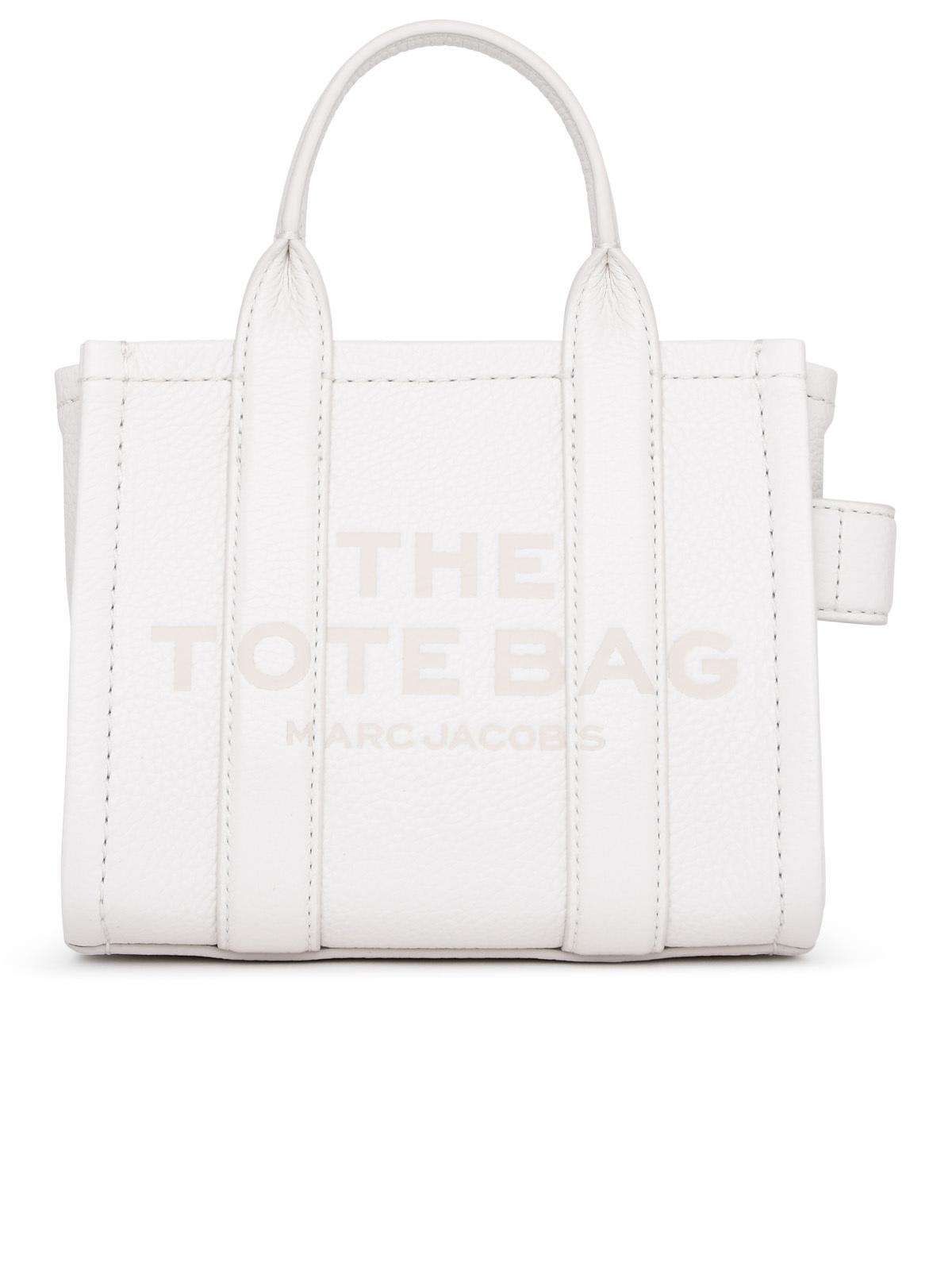 Shop Marc Jacobs Ivory Leather Micro Tote Bag In White