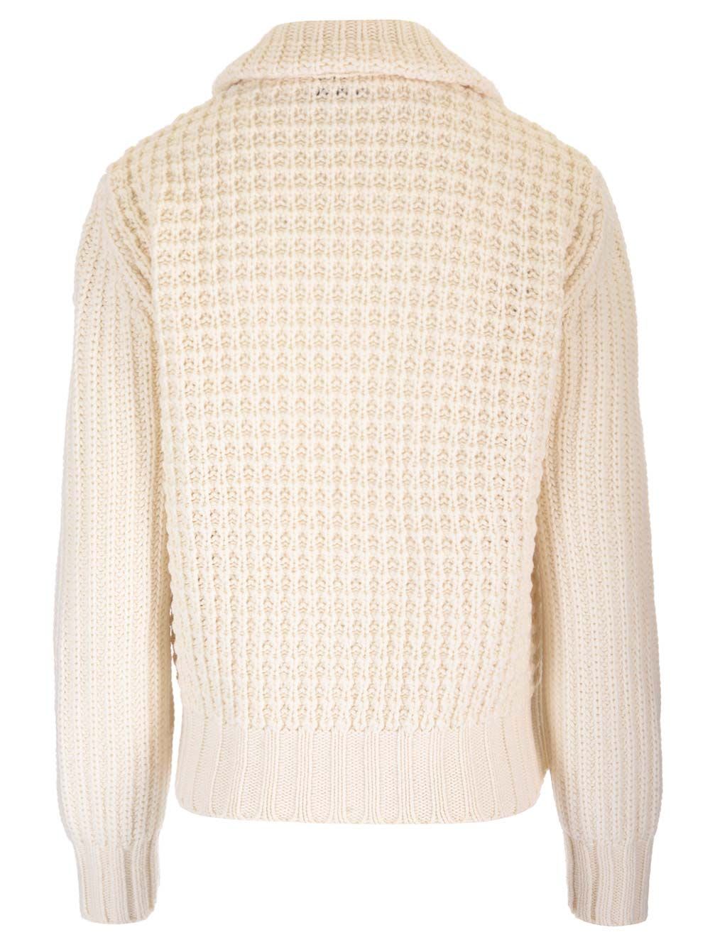 Shop Moncler Zipped Cardigan In White