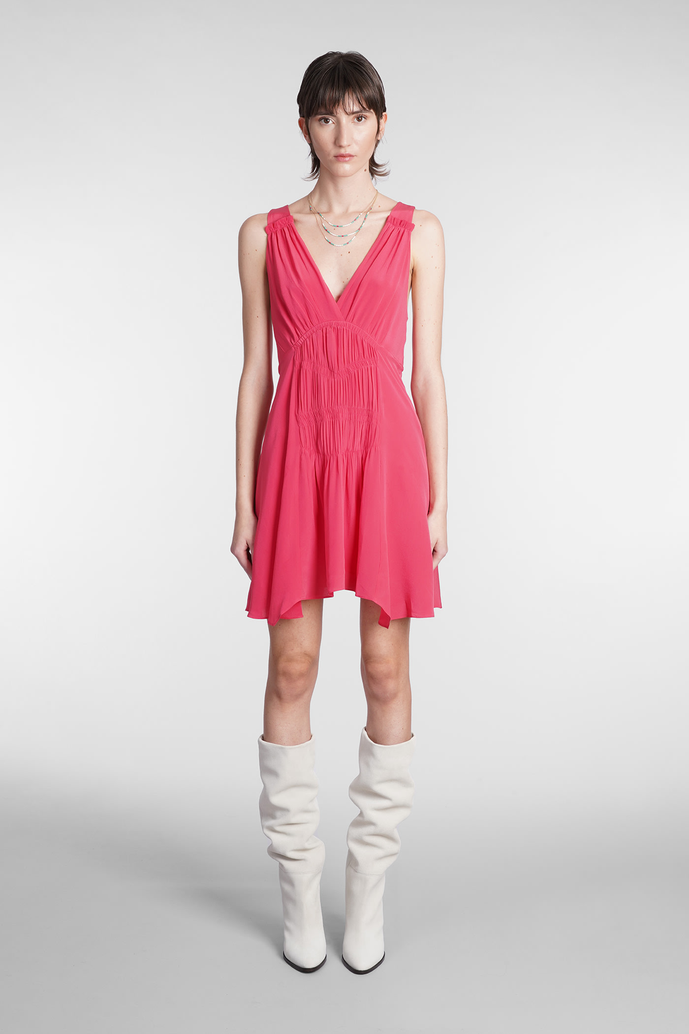 Isabel Marant Natalia Dress In Rose-pink Silk