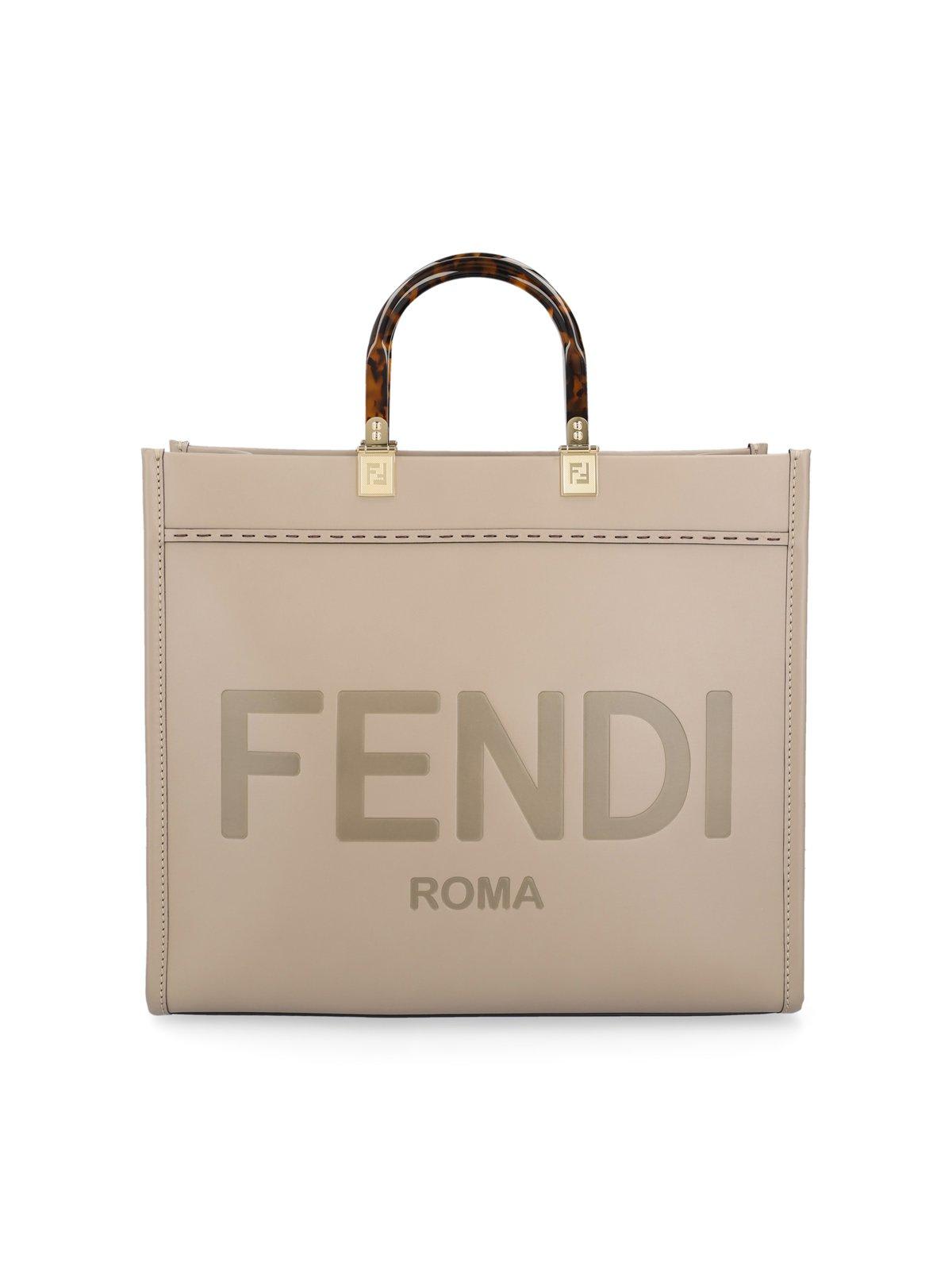 Fendi Sunshine Logo Debossed Medium Tote Bag