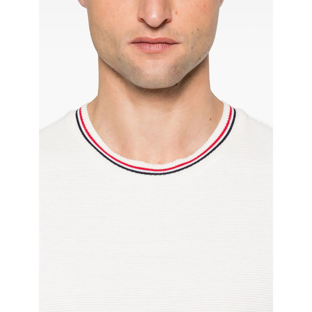 Thom Browne White T-shirt With Tricolour Detail