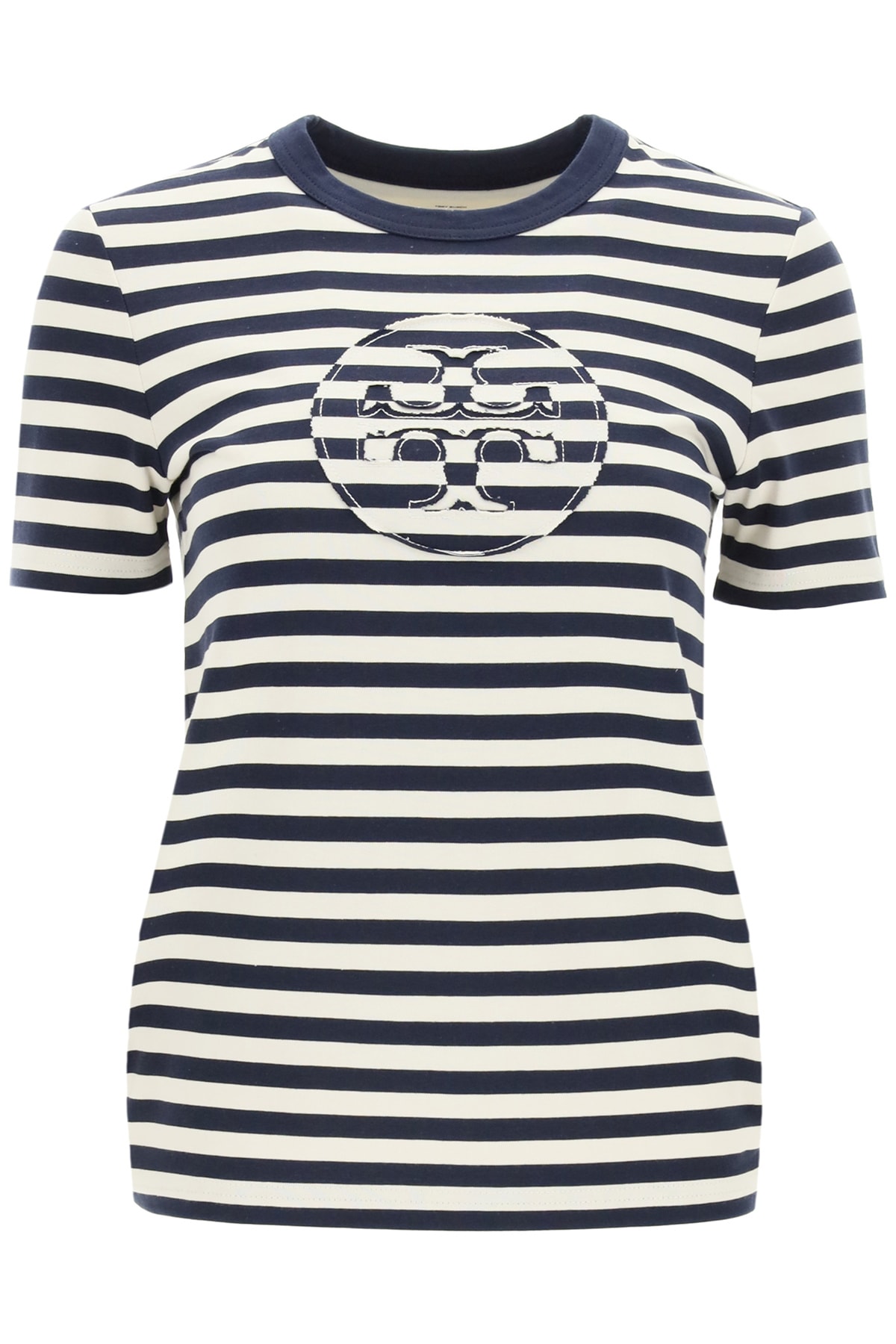 Tory Burch Striped T-shirt With Double T Application