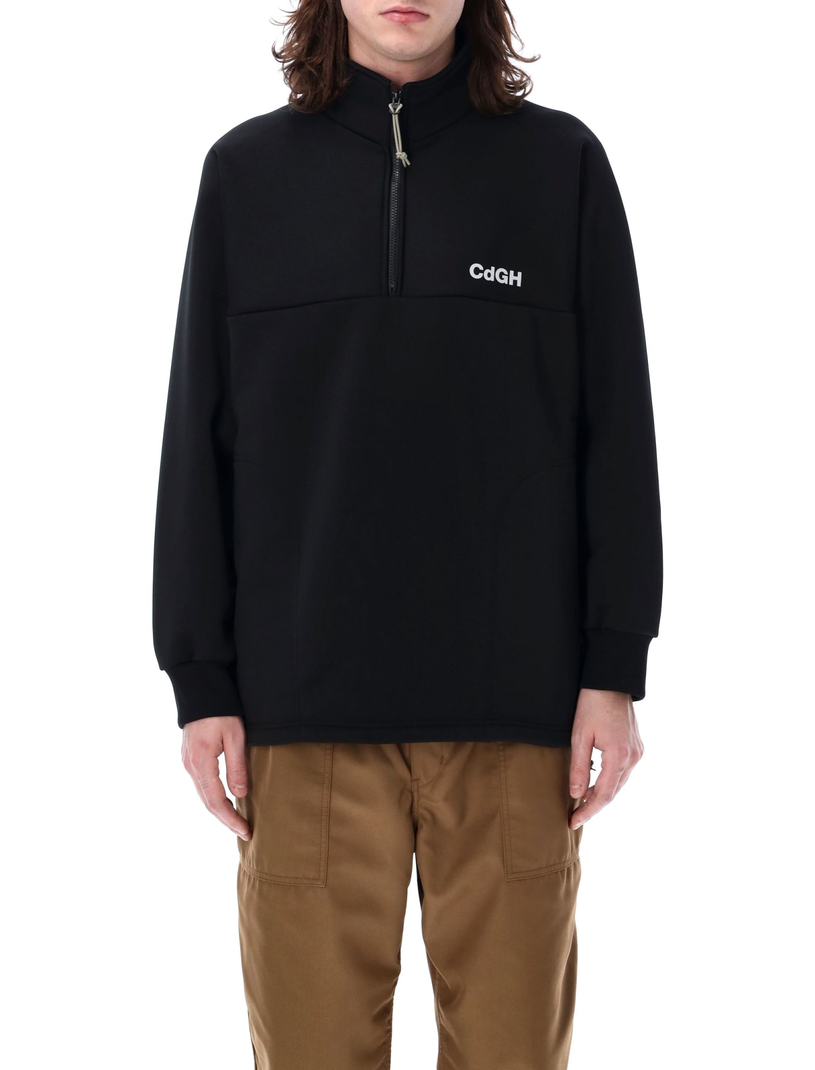 Shop Comme Des Garçons Homme Deux Half-zip Logo Sweatshirt In Black