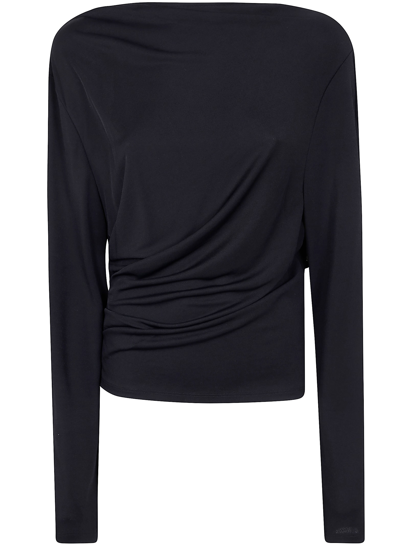 Jacquemus Le Haut Croisiere Draped L/s Top In Black