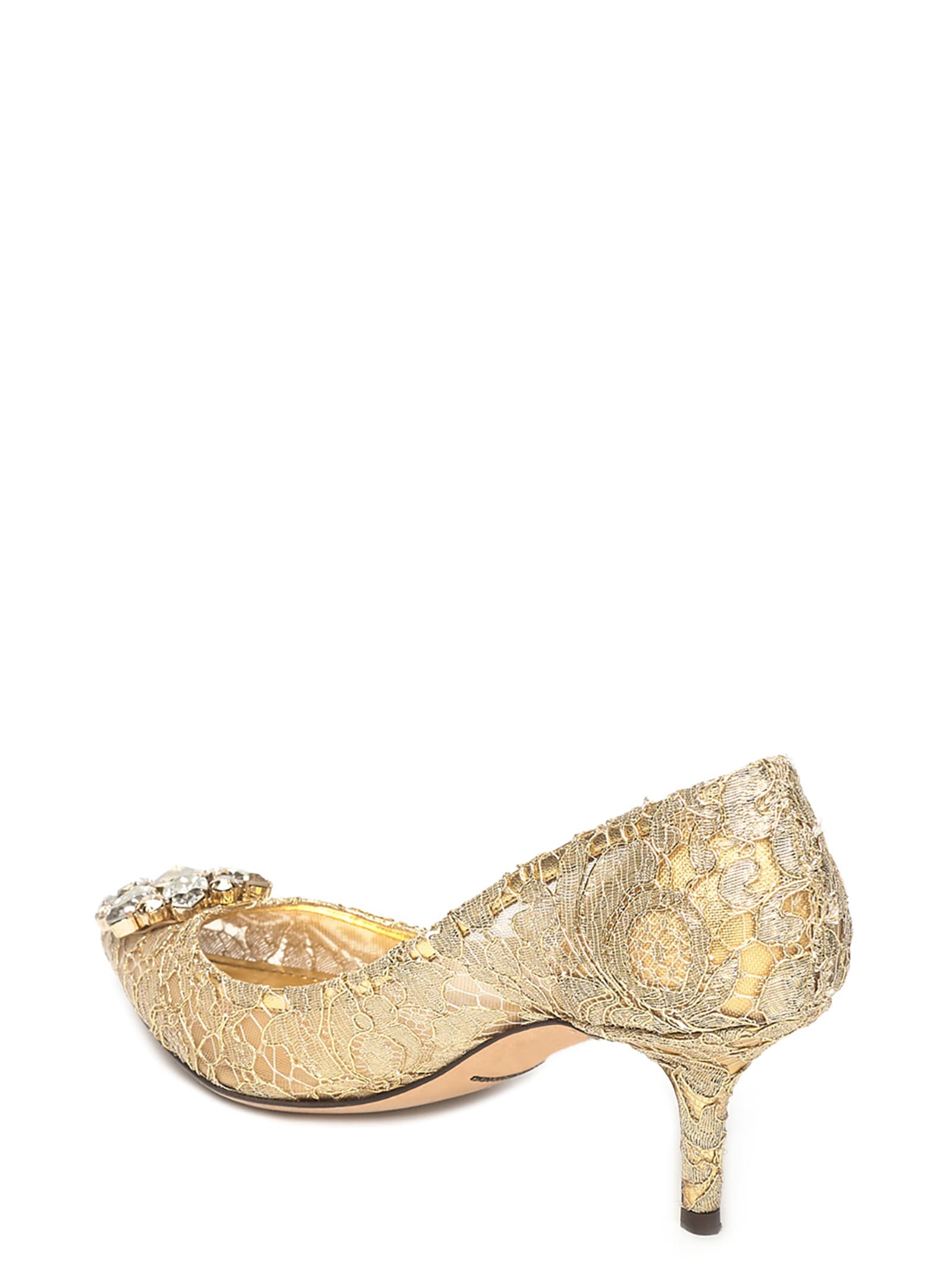 Shop Dolce & Gabbana Bellucci Lace Pumps In Gold