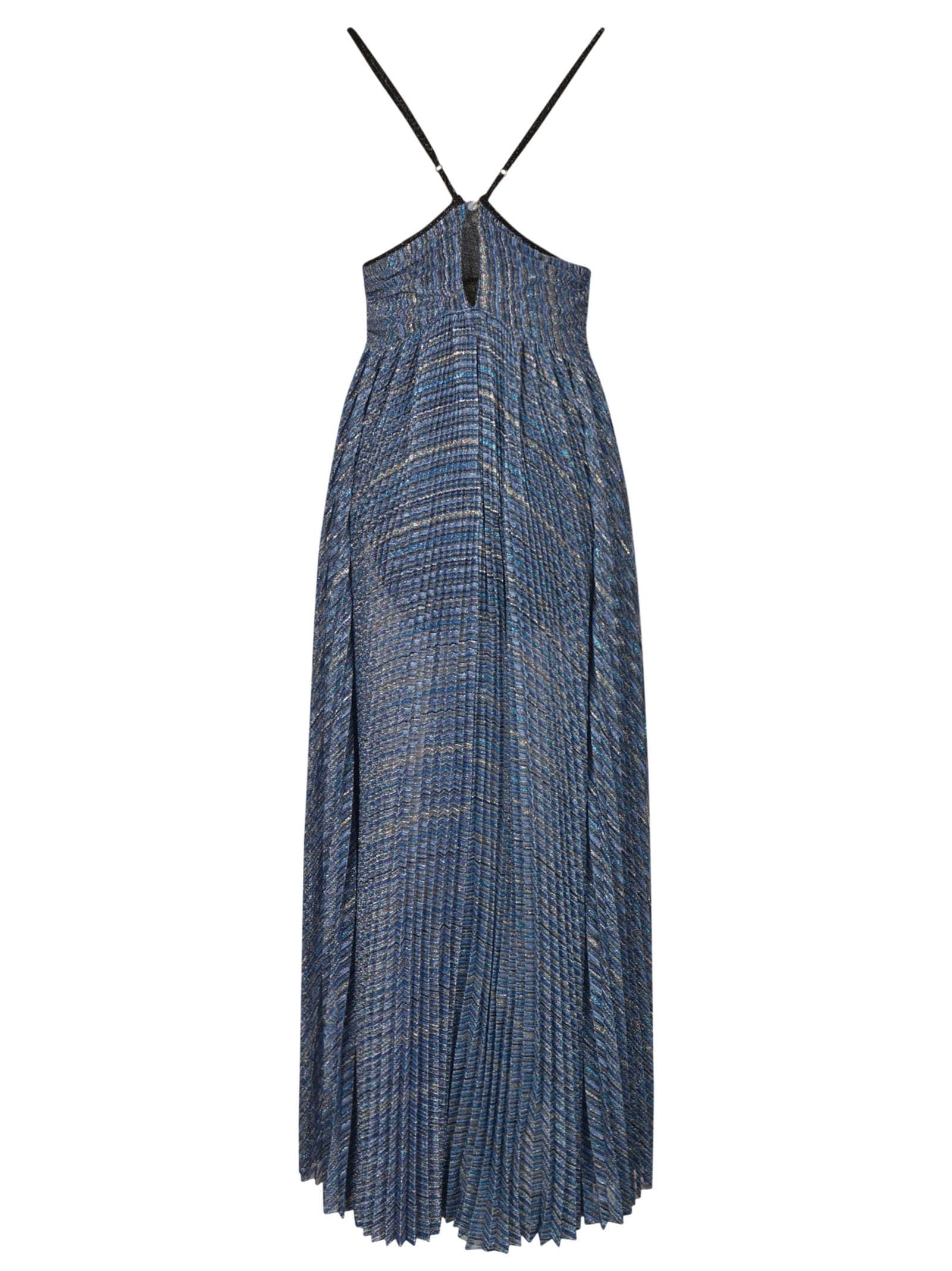 Shop Forte Forte Stripe Pattern V-neck Pleated Dress In Sapphire