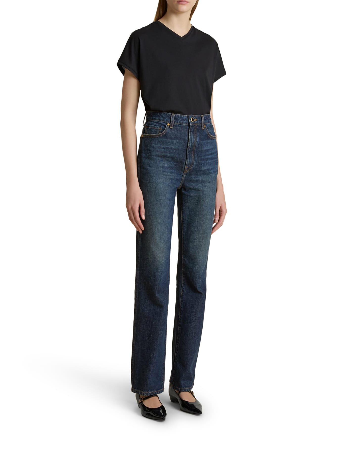 Khaite Navy Danielle Stretch Jeans In Blue