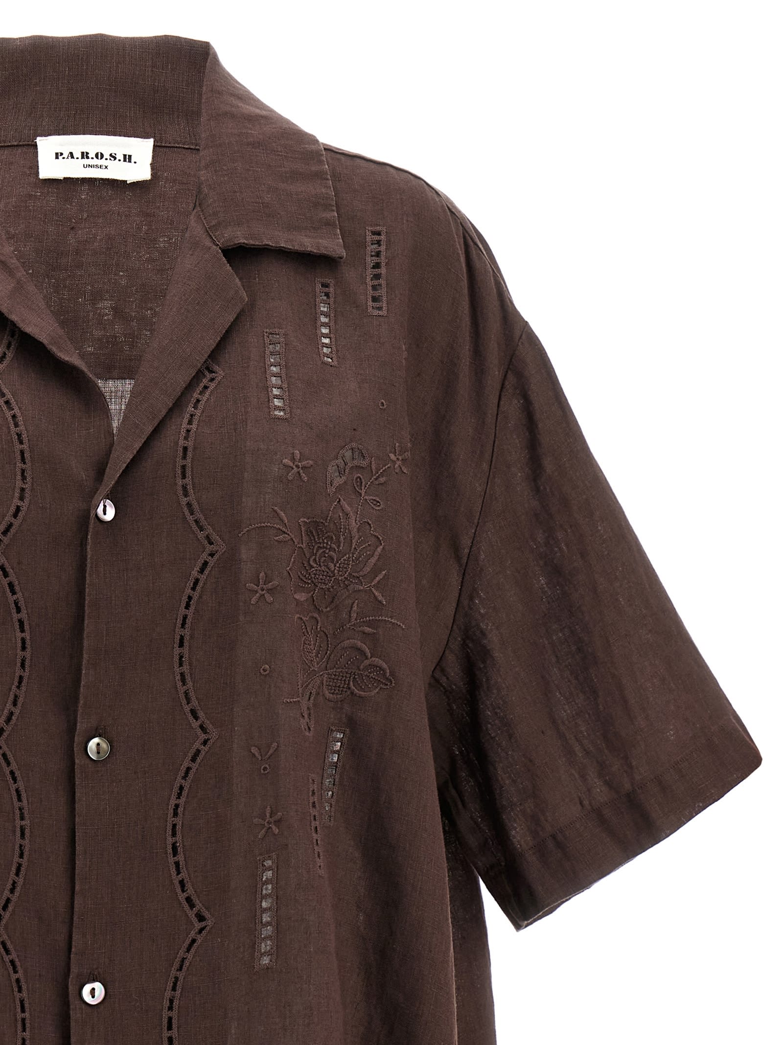 Shop P.a.r.o.s.h Beach Shirt In Brown