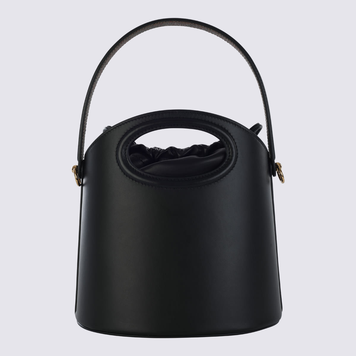 Shop Etro Black Leather Saturno Bucket Bag