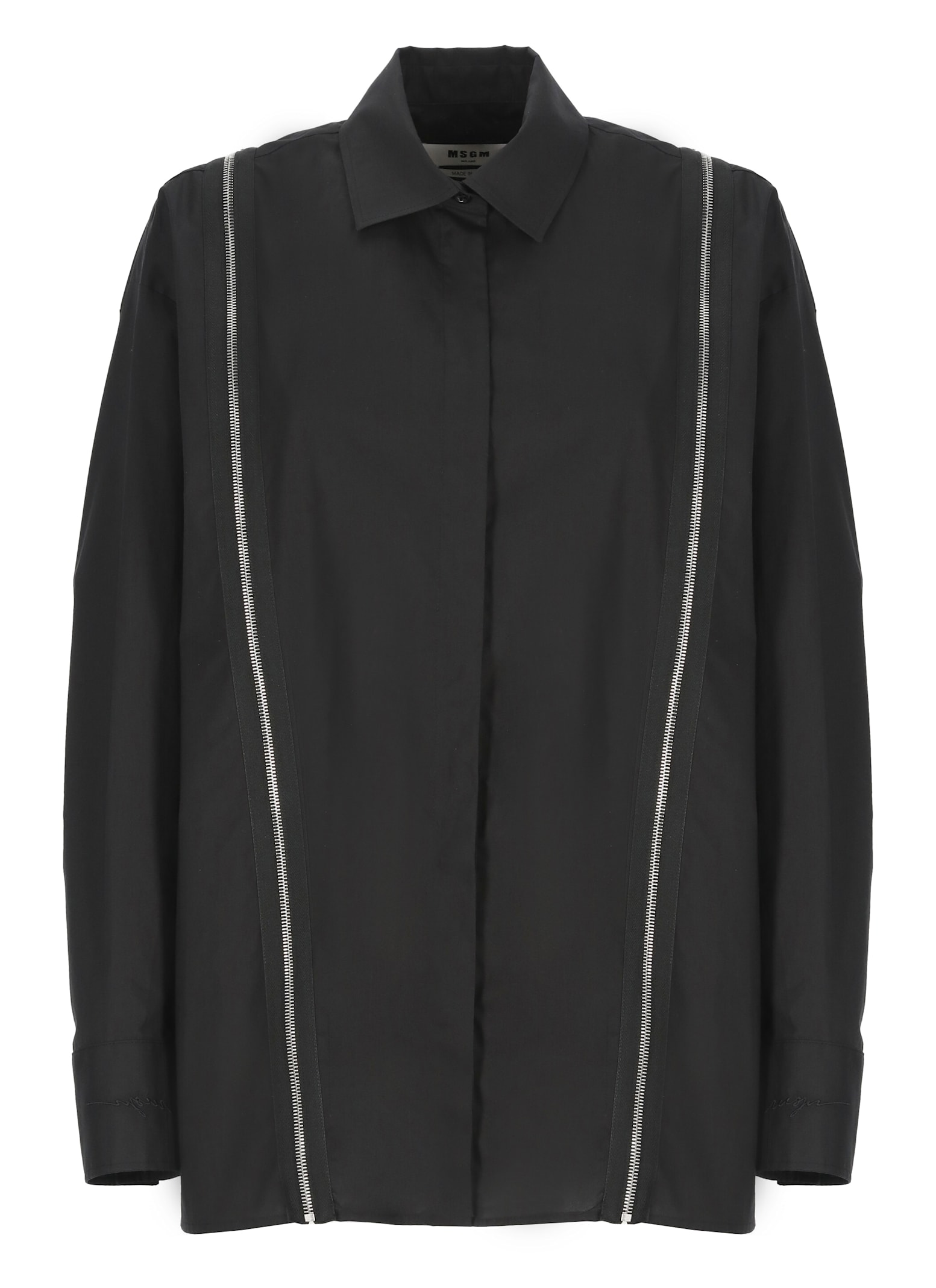 Shop Msgm Cotton Shirt In Black