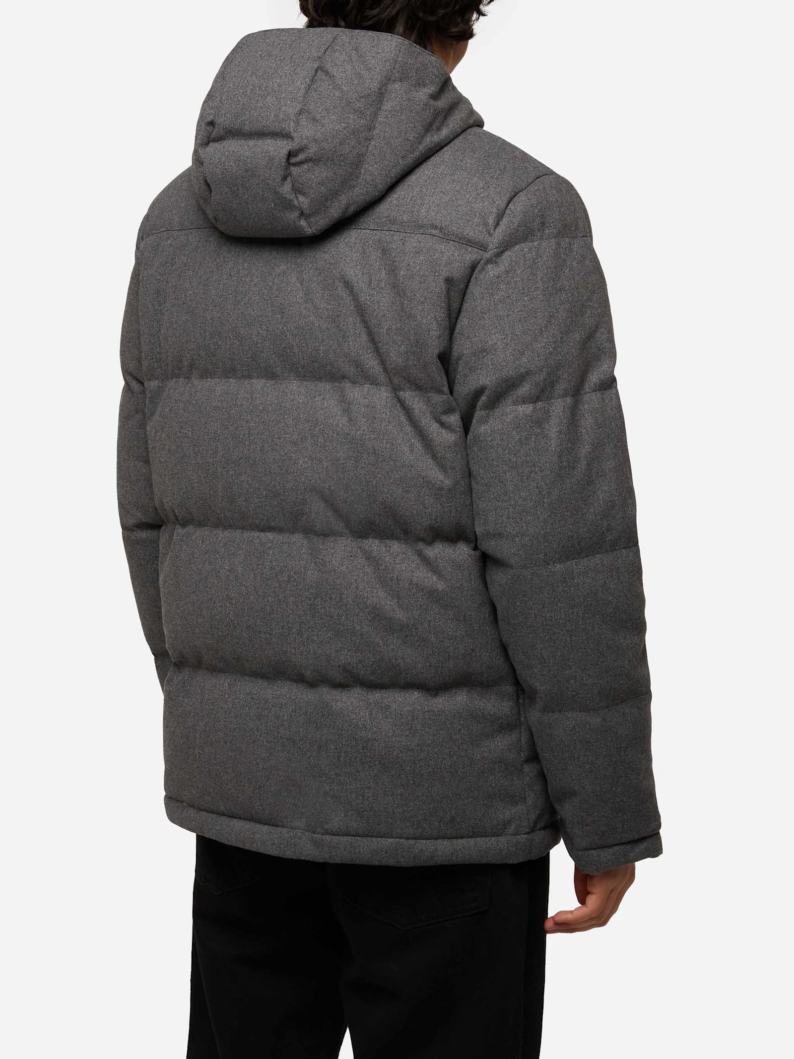 Mc2 Saint Barth Grey Wooly Hooded Down Jacket Baxter In Grey