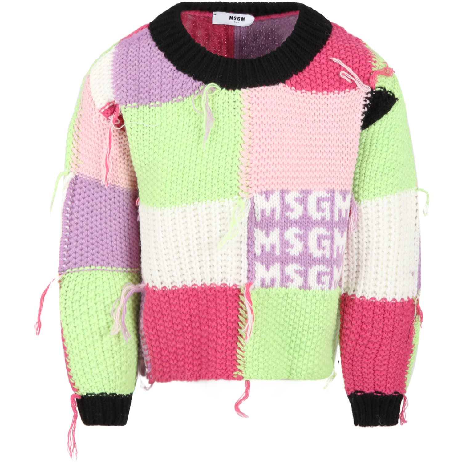 MSGM Multicolor Sweater For Girl With Logos