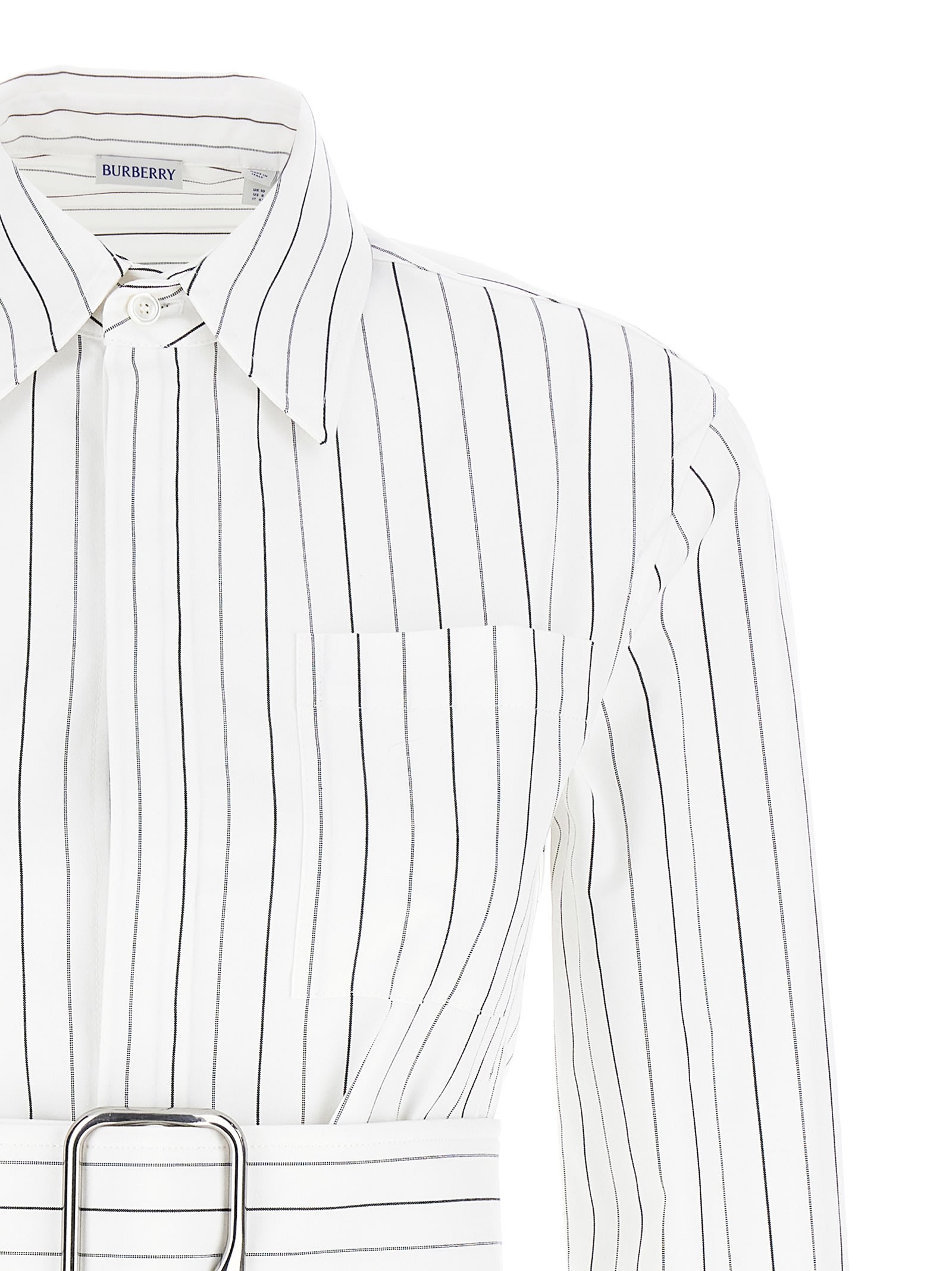 Burberry Striped Shirt With Belt In Red