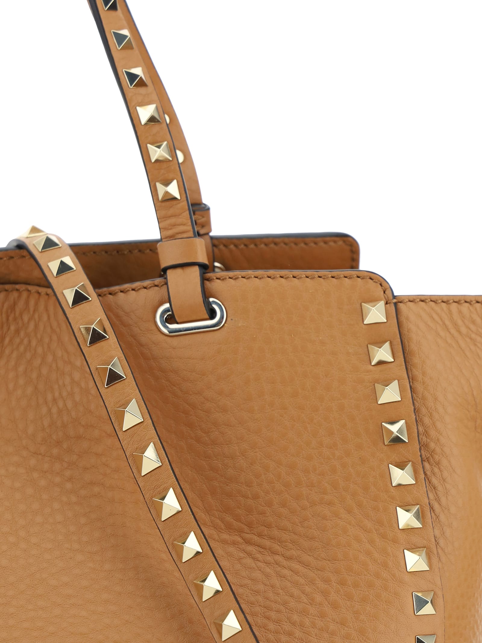 Shop Valentino Rockstud Medium Handbag In Almond Beige