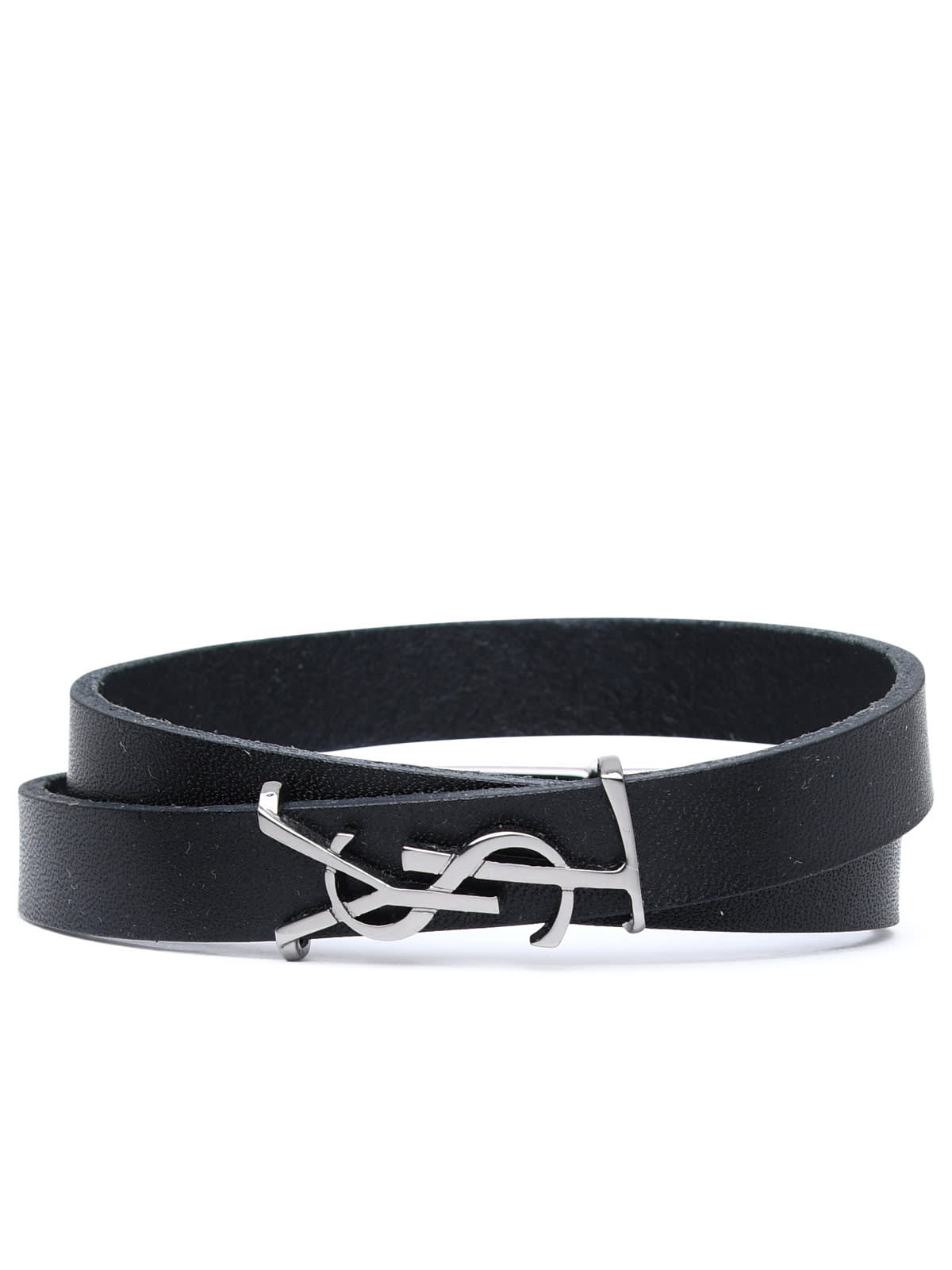 Saint Laurent Black Leather Opyum Bracelet