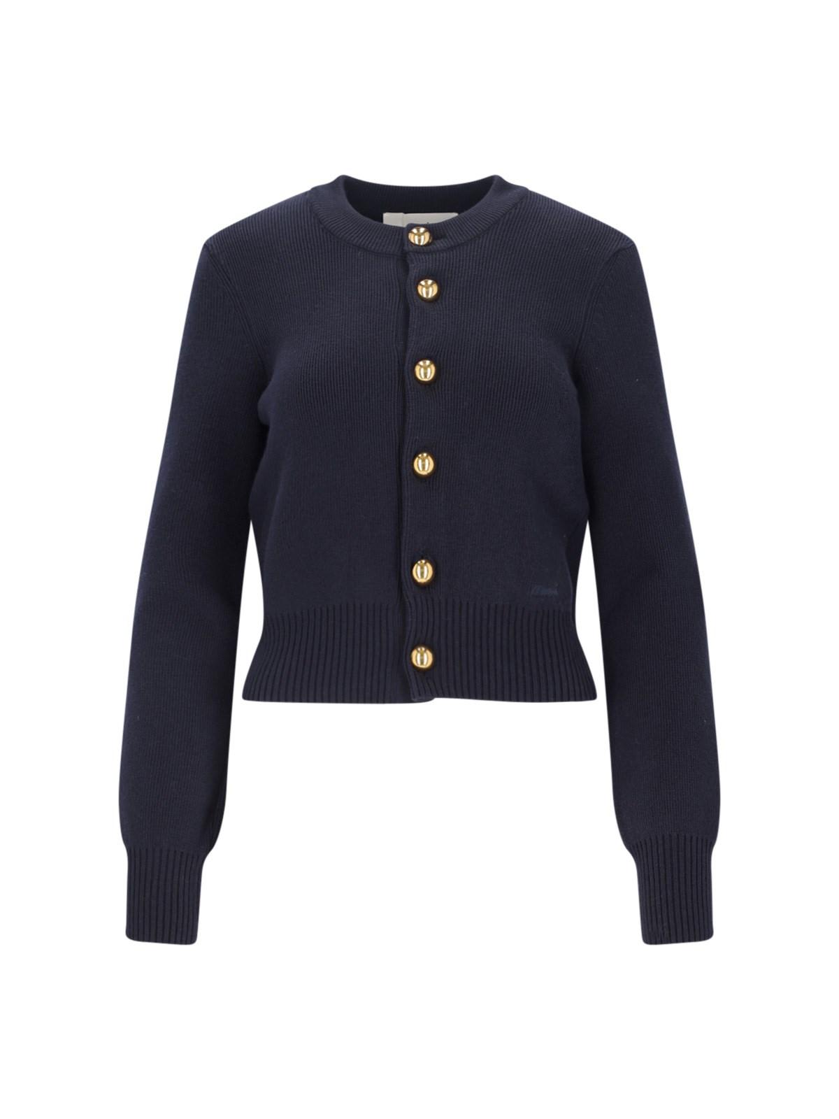 Shop Ami Alexandre Mattiussi Cropped Cardigan In Blue