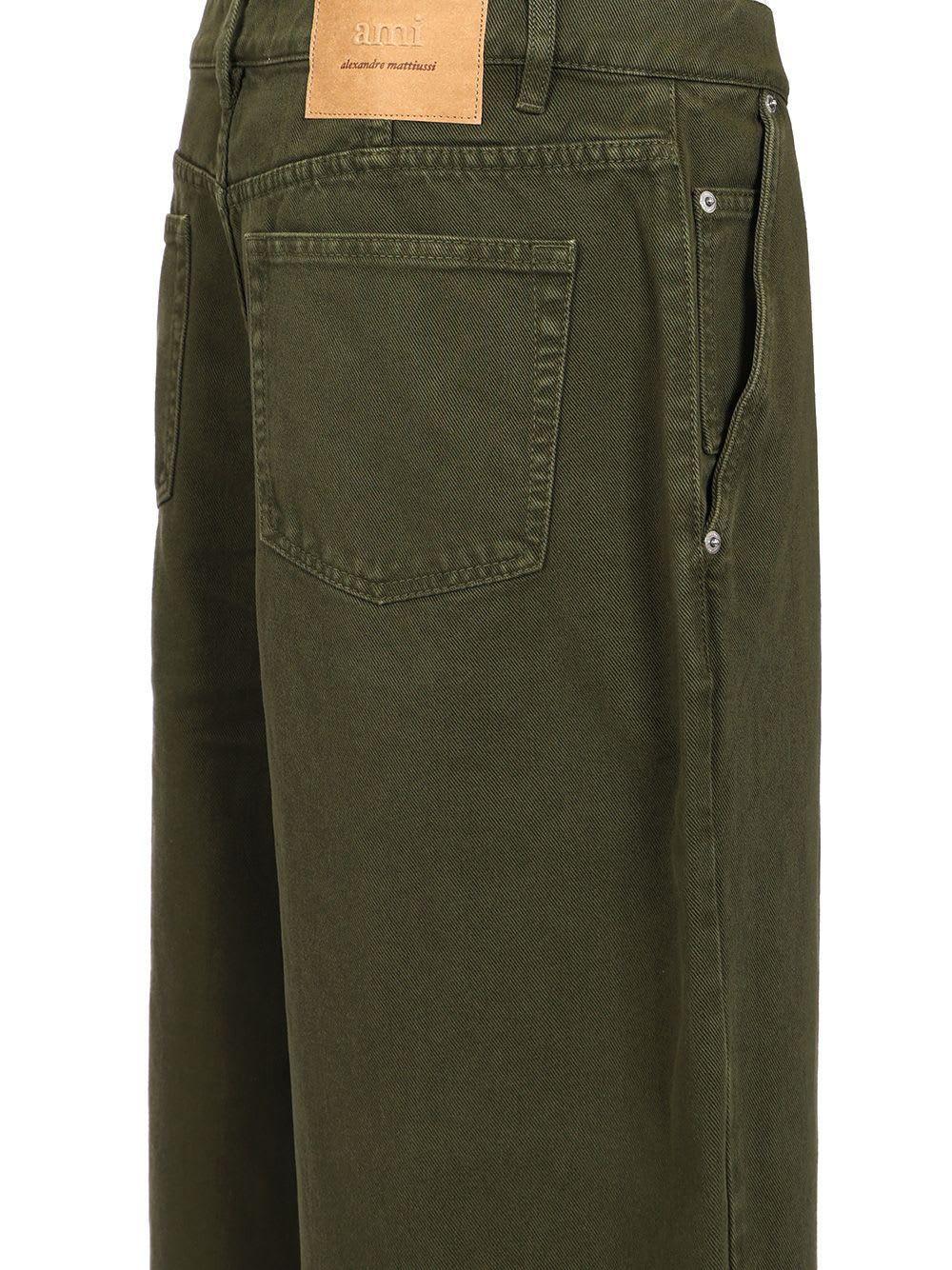 Shop Ami Alexandre Mattiussi Dark Green Cotton Jeans