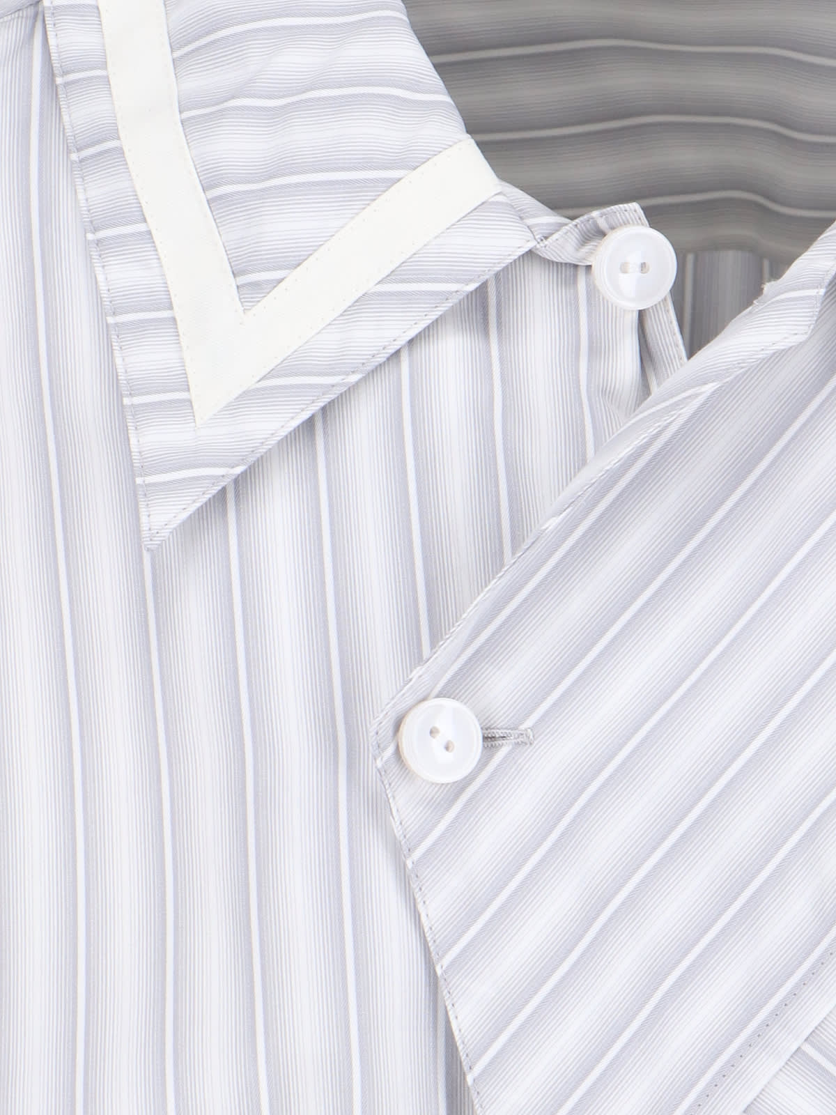 Shop Kiko Kostadinov Stripe Asymmetric Shirt In Gray