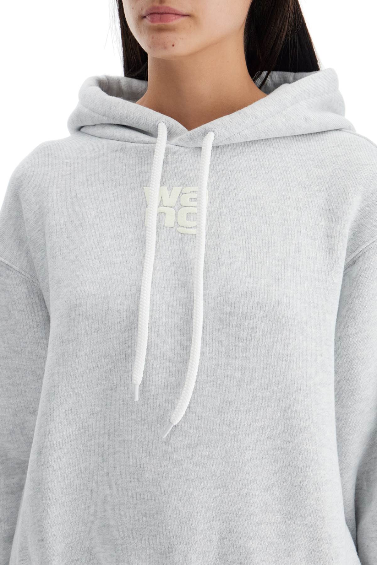 Shop Alexander Wang Boxy Hoodie With Hood In Light Heather Grey (grey)