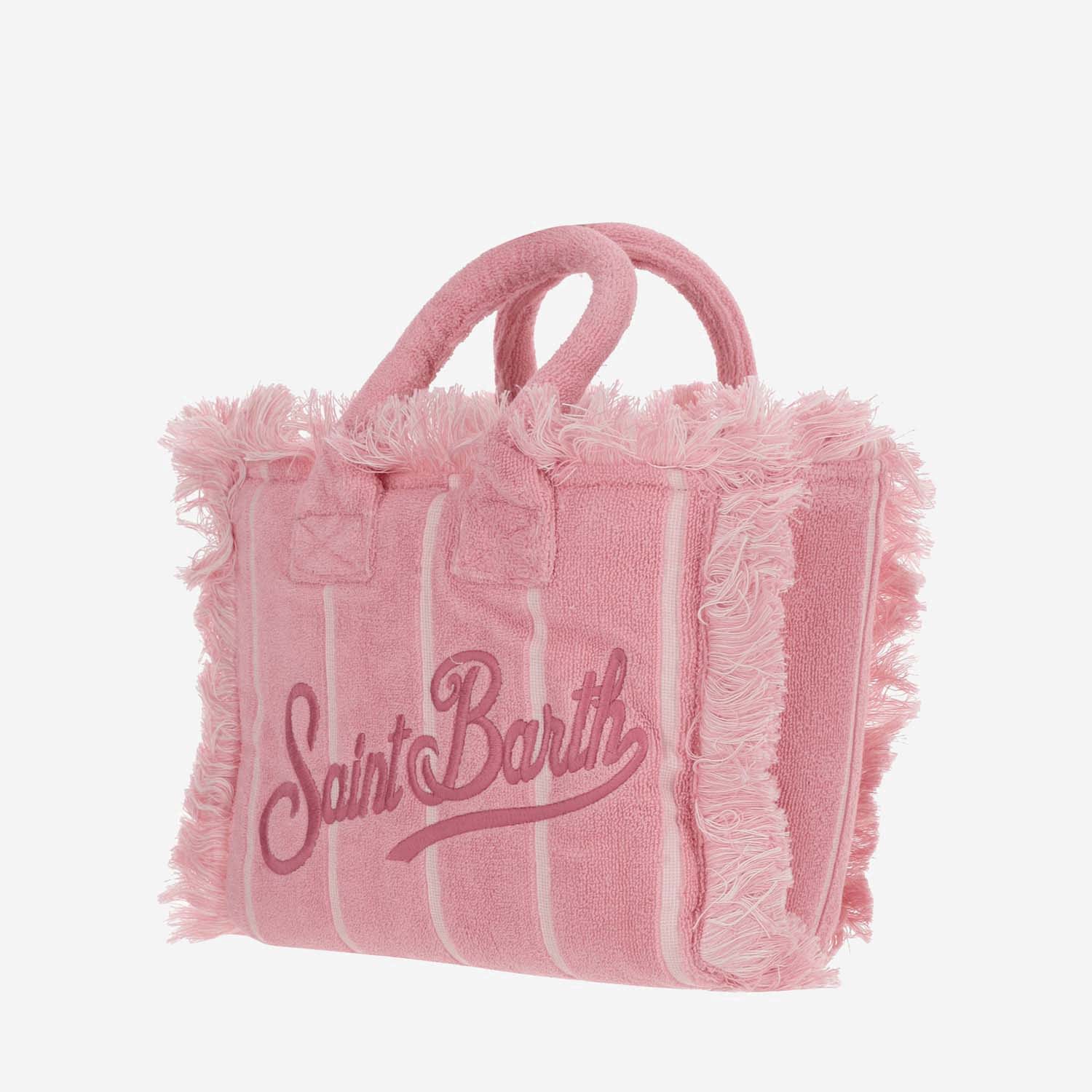 Shop Mc2 Saint Barth Colette Terry Cloth Tote Bag With Embroidery In Pink