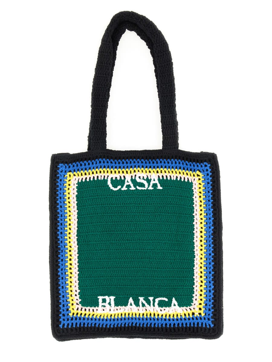 Casablanca Crochet Knit Tote Bag In Green