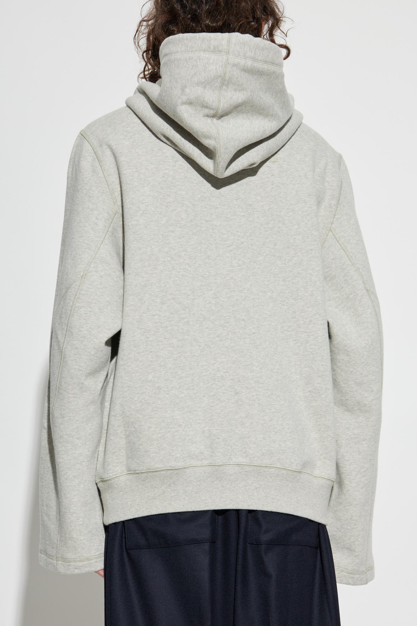 Lanvin Hooded Sweater Drawstring Front Pockets In Gray