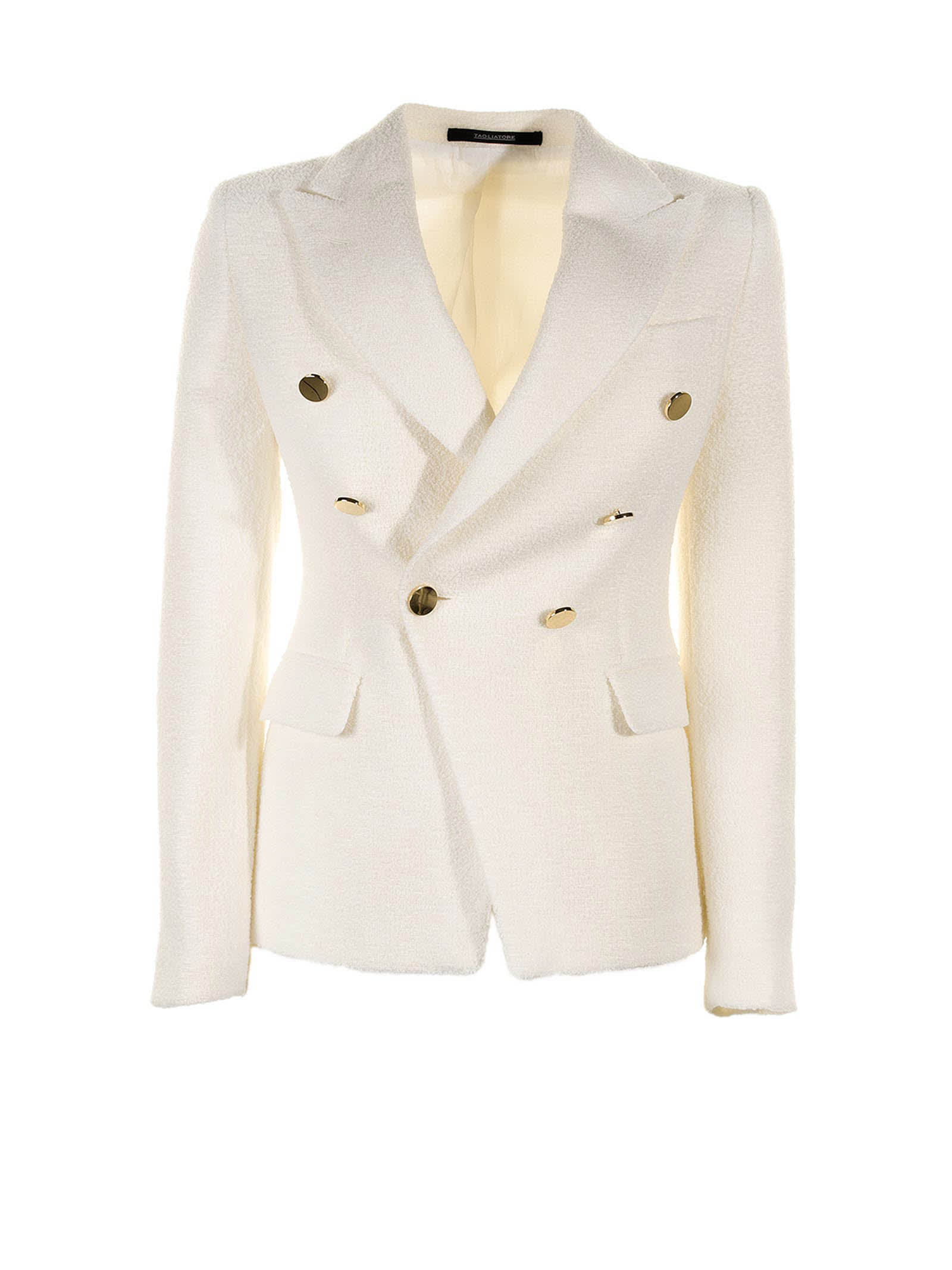 TAGLIATORE WHITE JALICYA DOUBLE-BREASTED BLAZER JACKET