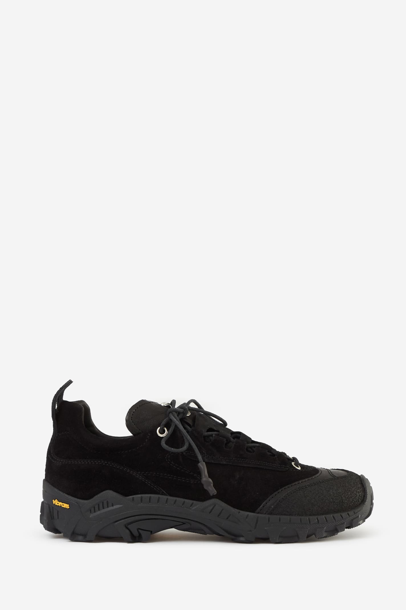Our Legacy Black Suede Leather Sneakers With Vibram Sole In Animal Print