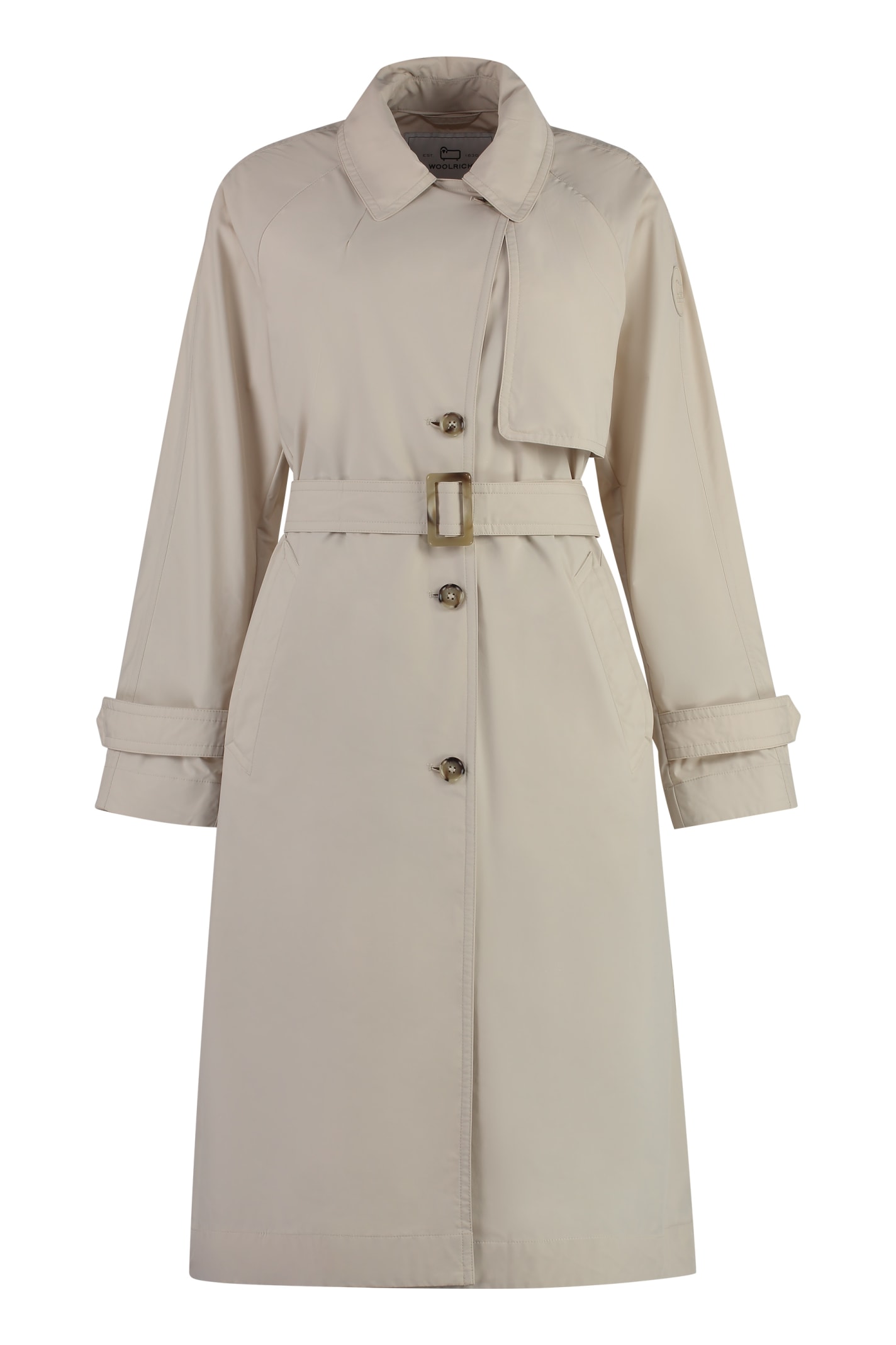 Shop Woolrich Techno Fabric Trench Coat In Beige