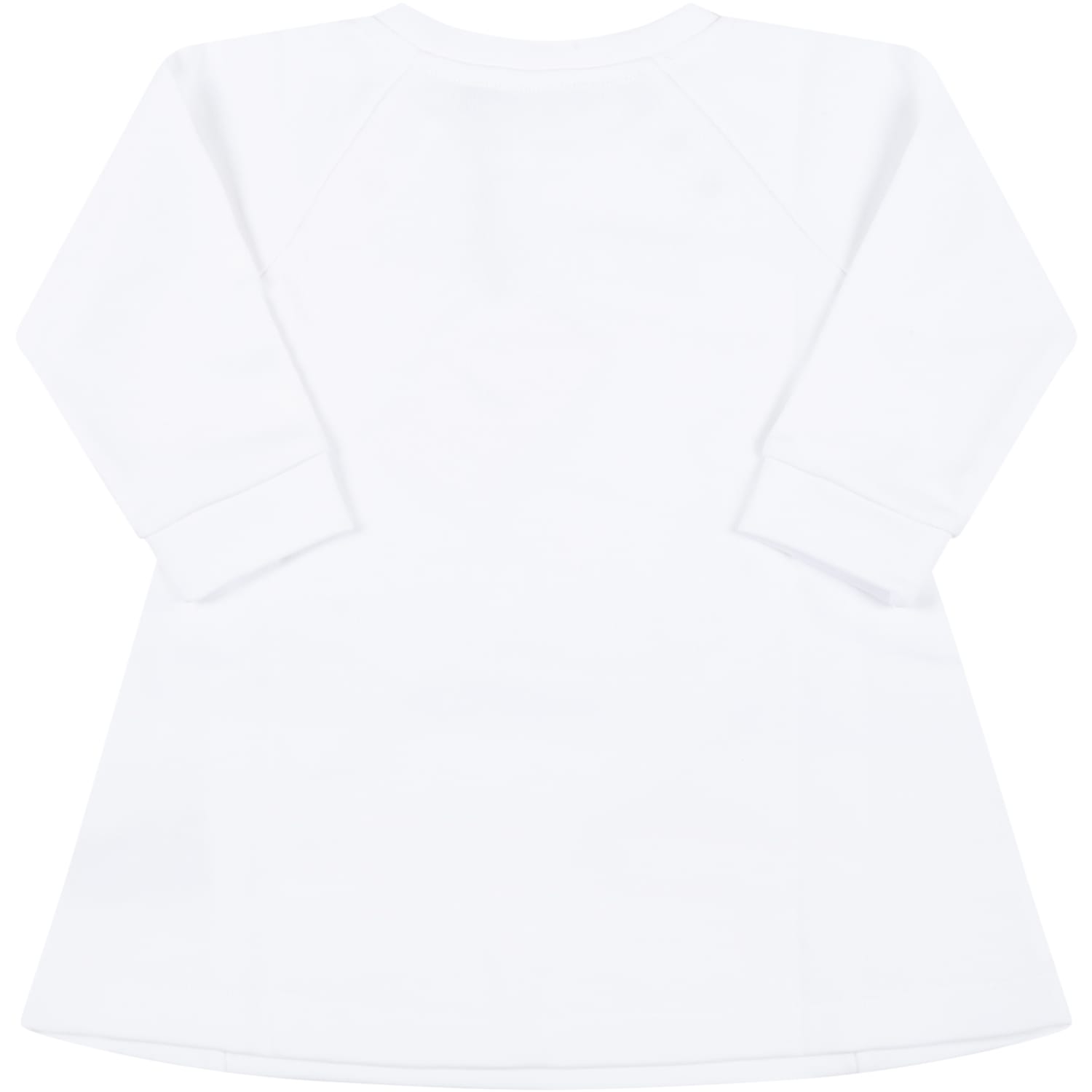Shop Balmain White Dress For Baby Girl With Silver Logo