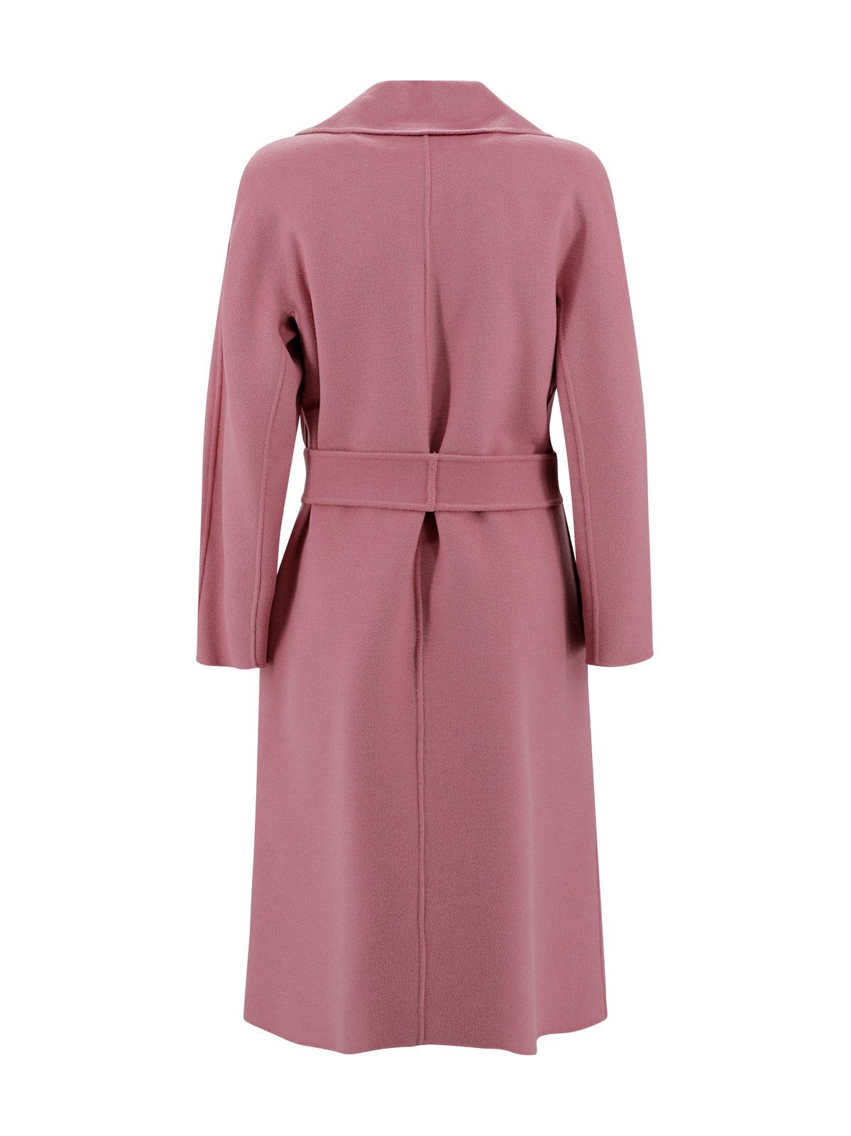 Shop Max Mara Belted Mid-length Coat In Rosa