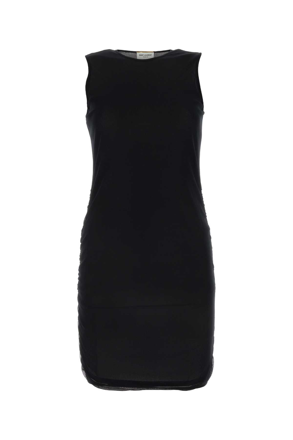 Shop Saint Laurent Black Tulle Mini Dress In Noir