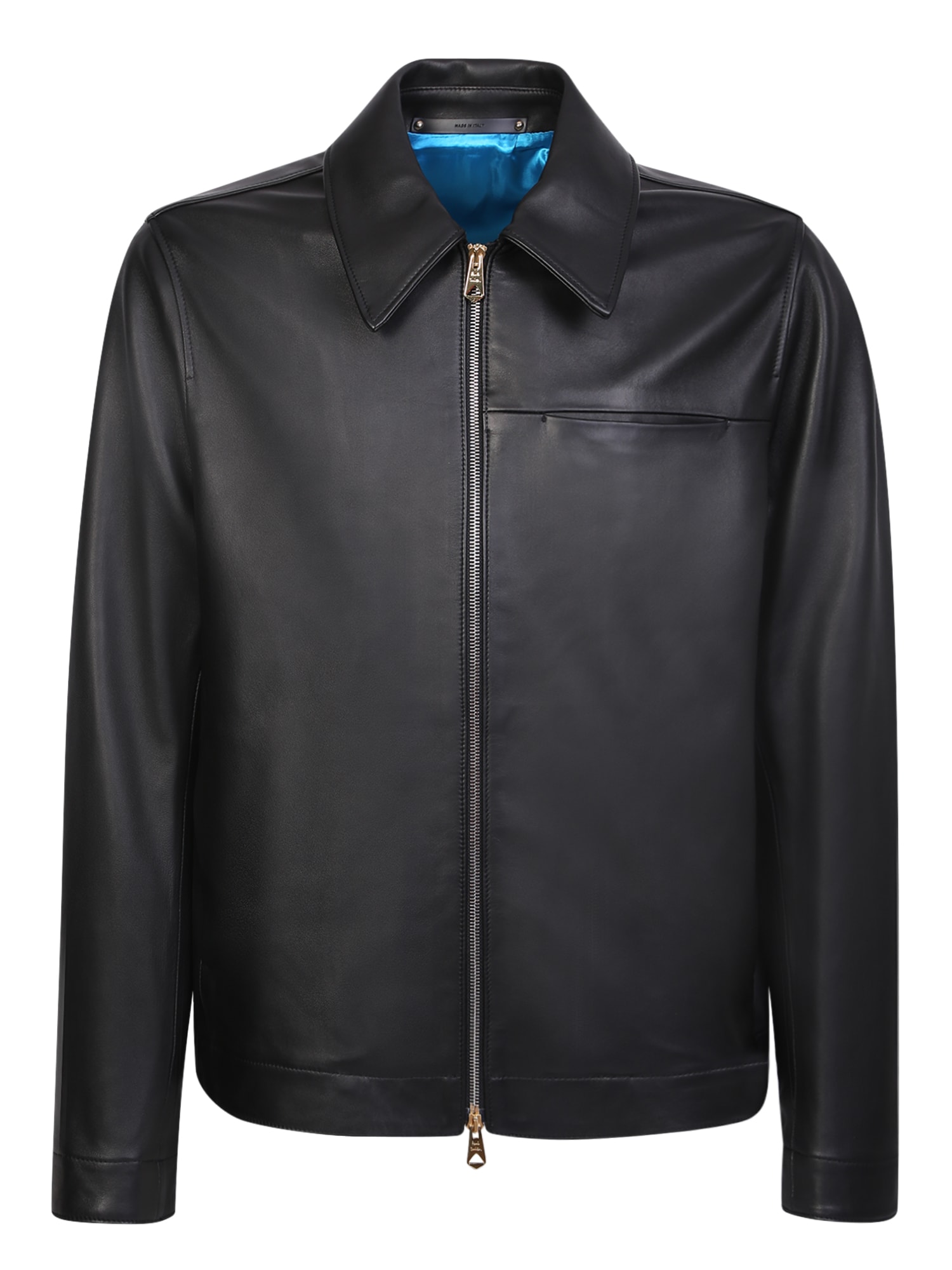 Paul Smith Zip-front Leather Jacket In Black | ModeSens